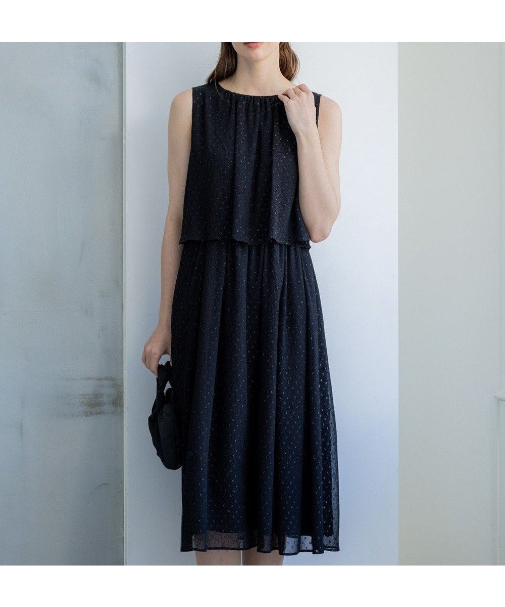 【23区/NIJYUSANKU】の【APPLAUDIR】ドットシアークレープ ドレス インテリア・キッズ・メンズ・レディースファッション・服の通販 founy(ファニー) 　ファッション　Fashion　レディースファッション　Fashion for Women　ワンピース　Dresses　フォーマル・パーティードレス・結婚式用ドレス　Elegant & Casual Dresses　2025年　2025　2025春夏・S/S　Spring/Summer 2025 SS25　シフォン　Chiffon, Lightweight Fabric　ジョーゼット　Georgette, Semi-Sheer Fabric　ドット　Polka Dot, Dot Pattern　ドレス　Dress, One-Piece　ノースリーブ　Sleeveless, No-Sleeve　パーティ　Party, Party Style　夏　Summer　春　Spring　S/S・春夏　SS, Spring/Summer, Warm Season　結婚式　Wedding　ブラック系|ID: prp329100004859036 ipo3291000000035928767