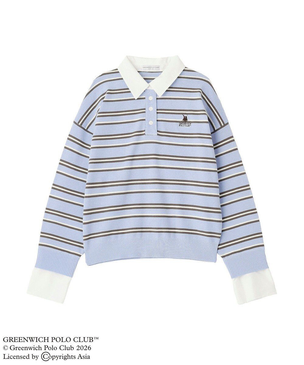 【グリーンパークス/Green Parks】のGREENWICH POLO CLUB(TM)布帛ドッキングポロニットプルオーバー インテリア・キッズ・メンズ・レディースファッション・服の通販 founy(ファニー) 　ファッション　Fashion　レディースファッション　Fashion for Women　トップス・カットソー　Cut & Sew Tops　ニット　Knit Tops & Sweaters　シャツ・ブラウス・オフィスカジュアル　Elegant Blouses & Button-Ups　ロングTシャツ・Tシャツ　Longline T-Shirts & Tees　カジュアルプルオーバー・ニットトップス　Pullovers & Knit Tops / Casual Pullovers　カットソー・ベーシックTシャツ　Cut-and-Sewn Tops / Stretch Tees & Basics　春　Spring　カットソー　Cut and Sewn Top　シンプル　Simple, Minimal　スポーティ　Sporty, Casual Athletic　ドッキング　Docking, Mixed Material　バランス　Balance, Style Balance　ポケット　Pocket, Pocket Detail　ワンポイント　One Point, Statement Accent　S/S・春夏　SS, Spring/Summer, Warm Season　夏　Summer　エレガント 上品　Elegant　Sax|ID: prp329100004859271 ipo3291000000035934465