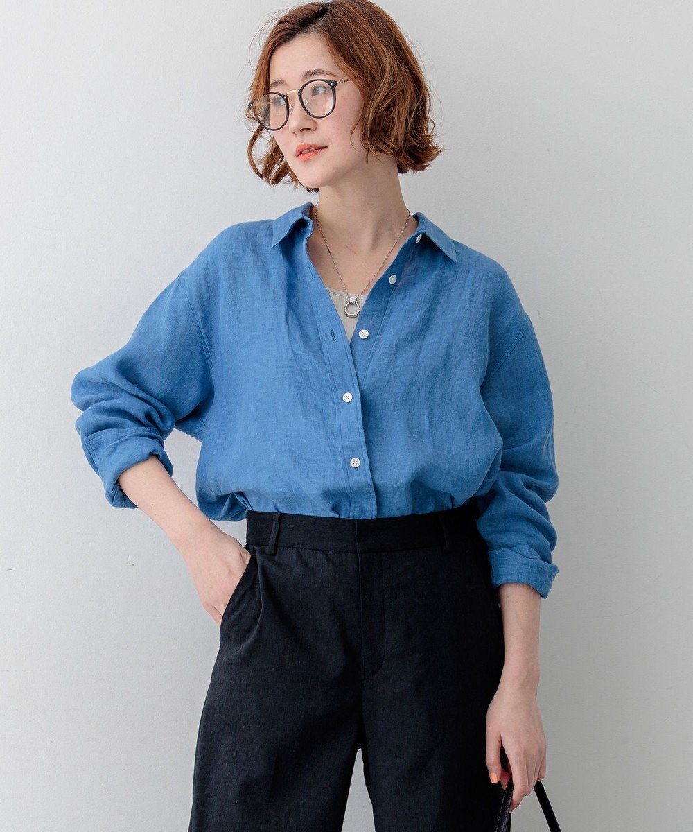 【23区/NIJYUSANKU】の【先行予約】LIBECOリネン ベーシック シャツ インテリア・キッズ・メンズ・レディースファッション・服の通販 founy(ファニー) ファッション Fashion レディースファッション Fashion for Women トップス・カットソー Cut & Sew Tops シャツ・ブラウス・オフィスカジュアル Elegant Blouses & Button-Ups オレンジ Orange 春 Spring シンプル Simple, Minimal チェック Check, Plaid, Tartan デニム Denim, Jeans Material 定番 Standard, Basic Item ベーシック Basic, Essential リネン Linen, Linen Fabric S/S・春夏 SS, Spring/Summer, Warm Season 夏 Summer エレガント 上品 Elegant 2026年 2026 ブルー系|ID: prp329100004859346 ipo3291000000035994921