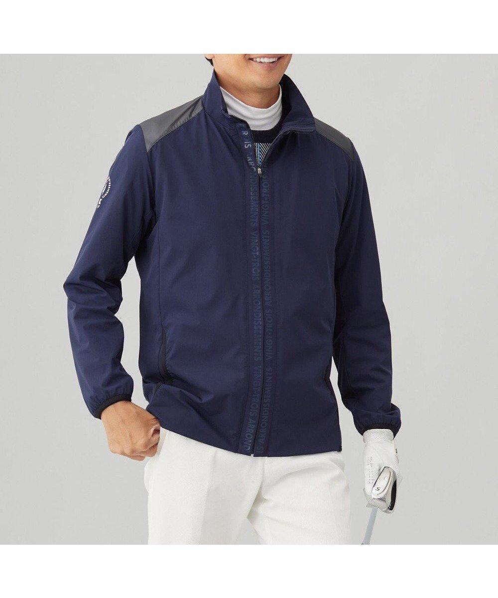 【23区 ゴルフ/23区GOLF / MEN】の【MEN】ライトフーデットブルゾン インテリア・キッズ・メンズ・レディースファッション・服の通販 founy(ファニー) 　ファッション　Fashion　メンズファッション　Fashion for Men　アウター　Men's Coats Outerwear　ブルゾンジャケット / カジュアルアウター　Bomber Jackets & Blousons　ジャケット　Jacket, Outerwear　ストレッチ　Stretch, Stretchy Fabric　タフタ　Taffeta, Structured Fabric　ブルゾン　Blouson, Bomber Jacket　プリント　Print, Printed Pattern　A/W・秋冬　Autumn/Winter　ネイビー系|ID: prp329100004859640 ipo3291000000035959428