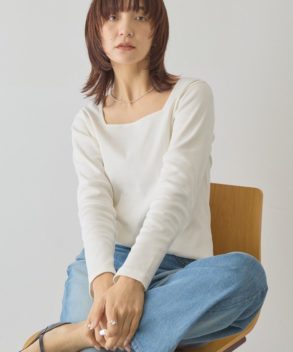 【アメリカンホリック/AMERICAN HOLIC】の【2WAY】スクエアネックプルオーバー インテリア・キッズ・メンズ・レディースファッション・服の通販 founy(ファニー) 　ファッション　Fashion　レディースファッション　Fashion for Women　トップス・カットソー　Cut & Sew Tops　シャツ・ブラウス・オフィスカジュアル　Elegant Blouses & Button-Ups　ロングTシャツ・Tシャツ　Longline T-Shirts & Tees　カジュアルプルオーバー・ニットトップス　Pullovers & Knit Tops / Casual Pullovers　カットソー・ベーシックTシャツ　Cut-and-Sewn Tops / Stretch Tees & Basics　アメリカン　American Style　インナー　Innerwear　春　Spring　カットソー　Cut and Sewn Top　スクエア　Square, Square Shape　スタイリッシュ　Stylish, Fashionable　ポケット　Pocket, Pocket Detail　ワイド　Wide, Wide Fit　S/S・春夏　SS, Spring/Summer, Warm Season　夏　Summer　Ivory|ID: prp329100004859653 ipo3291000000035959834