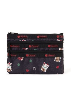 【レスポートサック/LeSportsac】の3ZIP COSMETIC/ラッキーパウズ 人気、トレンドファッション・服の通販 founy(ファニー) ファッション Fashion レディースファッション Fashion for Women ミニ財布・二つ折り財布 Wallets & Card Cases ポーチ&ミニバッグ Pouches & Mini Bags スリム Slim, Slim Fit フラット Flat, Flat Shoes プリント Print, Printed Pattern ポケット Pocket, Pocket Detail ポーチ Pouch, Small Case モチーフ Motif, Design Theme 手描き Hand-Drawn, Illustrated 旅行 Travel 財布 Wallet, Purse |ID:prp329100004859767
