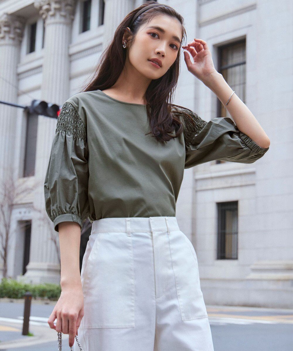 【23区/NIJYUSANKU】の【汗じみ防止/洗える】ギャザーディテール カットソー インテリア・キッズ・メンズ・レディースファッション・服の通販 founy(ファニー) ファッション Fashion レディースファッション Fashion for Women トップス・カットソー Cut & Sew Tops シャツ・ブラウス・オフィスカジュアル Elegant Blouses & Button-Ups ロングTシャツ・Tシャツ Longline T-Shirts & Tees カットソー・ベーシックTシャツ Cut-and-Sewn Tops / Stretch Tees & Basics 春 Spring 洗える Machine Washable カットソー Cut and Sewn Top ギャザー Gathered, Ruffled 吸水 Absorbent, Quick-Dry シャーリング Shirring, Ruched パターン Pattern, Design Print S/S・春夏 SS, Spring/Summer, Warm Season おすすめ Recommended / Our Picks 夏 Summer 2025年 2025 2025春夏・S/S Spring/Summer 2025 SS25 カーキ系|ID: prp329100004860069 ipo3291000000035987401