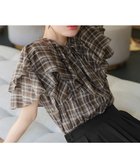 【ティアクラッセ/Tiaclasse】の【洗える】チェック柄フリルブラウス ブラウンチェック|ID: prp329100004860081 ipo3291000000035987711