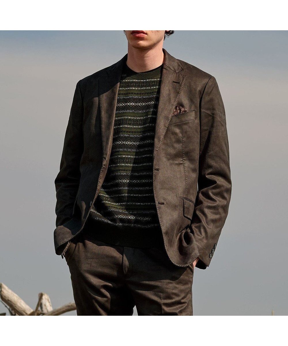 【ジョセフ アブード/JOSEPH ABBOUD / MEN】の【ストレッチ/スウェードタッチ/JAPANファブリック】コマ スウェード ジャケット インテリア・キッズ・メンズ・レディースファッション・服の通販 founy(ファニー) 　ファッション　Fashion　メンズファッション　Fashion for Men　アウター　Men's Coats Outerwear　テーラードジャケット　Tailored Jackets & Blazers　軽量　Lightweight, Ultra Light　シンプル　Simple, Minimal　ジャケット　Jacket, Outerwear　ストレッチ　Stretch, Stretchy Fabric　スマート　Smart, Elegant　セットアップ　Set-Up, Coordinated Outfit　ダウン　Down, Puffer　ファブリック　Fabric, Textile　フラップ　Flap, Flap Pocket　プリント　Print, Printed Pattern　ポケット　Pocket, Pocket Detail　A/W・秋冬　Autumn/Winter　カーキ系|ID: prp329100004860143 ipo3291000000035988453