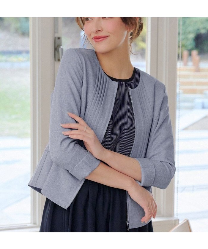 【ティアクラッセ/Tiaclasse】のピンタックノーカラージャケット インテリア・キッズ・メンズ・レディースファッション・服の通販 founy(ファニー) https://founy.com/ ファッション Fashion レディースファッション Fashion for Women アウター Coat / Outerwear Collection レディースジャケット・軽アウター Jackets ノーカラージャケット / シンプル上品コーデ Collarless Jackets ウォッシャブル Machine Washable 春 Spring 洗える Machine Washable カーディガン Cardigan, Knitwear コンパクト Compact, Small Size シルバー Silver, Metallic Silver ジップアップ Zip-Up, Full Zip ジャケット Jacket, Outerwear スリット Slit, Slit Detail チュニック Tunic, Long Top フロント Front, Front Design ポケット Pocket, Pocket Detail ラウンド Round, Round Neck S/S・春夏 SS, Spring/Summer, Warm Season 再入荷 Restock / Back in Stock 夏 Summer エレガント 上品 Elegant 新作・新入荷 New Arrivals / New In |ID: prp329100004860225 ipo3291000000036263518