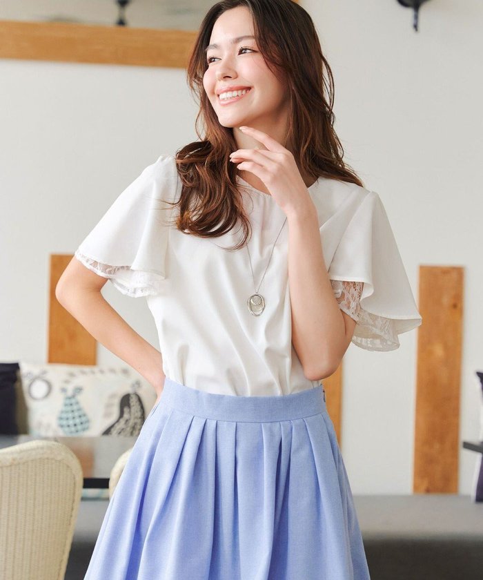 【ティアクラッセ/Tiaclasse】の【洗える】袖レースレイヤードブラウス インテリア・キッズ・メンズ・レディースファッション・服の通販 founy(ファニー) https://founy.com/ ファッション Fashion レディースファッション Fashion for Women トップス・カットソー Cut & Sew Tops シャツ・ブラウス・オフィスカジュアル Elegant Blouses & Button-Ups アクセサリー Fashion Accessories 春 Spring 洗える Machine Washable カーディガン Cardigan, Knitwear ギャザー Gathered, Ruffled スタンダード Standard, Basic スリーブ Sleeve, Long Sleeve / Short Sleeve とろみ Fluid, Flowy Fabric チュニック Tunic, Long Top フレア Flare, Flared ベーシック Basic, Essential ポケット Pocket, Pocket Detail 半袖 Short Sleeve, Half Sleeve 無地 Plain, Solid Color ラウンド Round, Round Neck レース Lace, Lace Fabric S/S・春夏 SS, Spring/Summer, Warm Season 再入荷 Restock / Back in Stock 夏 Summer エレガント 上品 Elegant 新作・新入荷 New Arrivals / New In ビジネス 仕事 通勤 Business / Work / Commuting |ID: prp329100004860248 ipo3291000000035990577