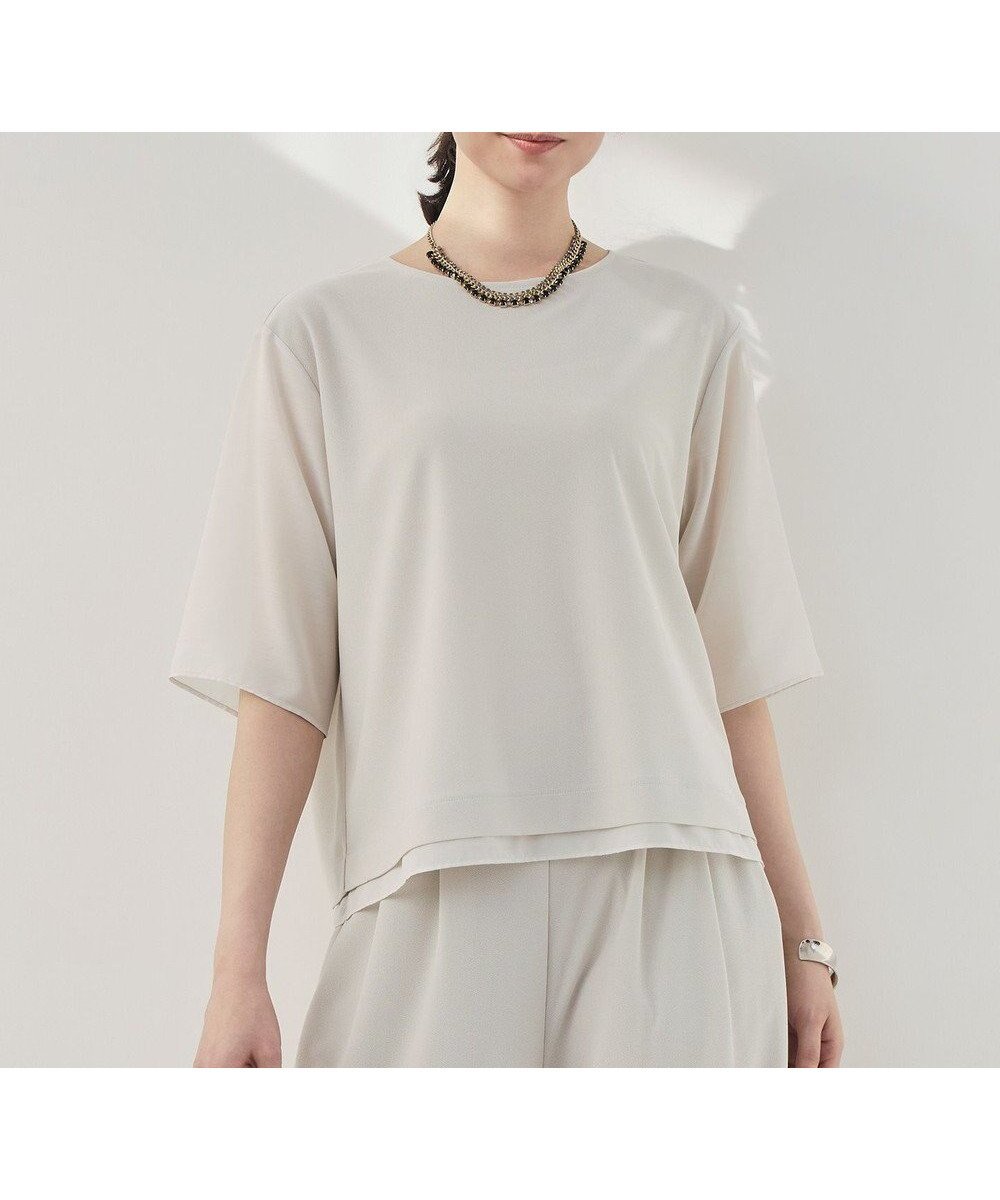 【自由区/JIYU-KU】のストレッチアムンゼン Tブラウス インテリア・キッズ・メンズ・レディースファッション・服の通販 founy(ファニー) 　ファッション　Fashion　レディースファッション　Fashion for Women　トップス・カットソー　Cut & Sew Tops　シャツ・ブラウス・オフィスカジュアル　Elegant Blouses & Button-Ups　ロングTシャツ・Tシャツ　Longline T-Shirts & Tees　カットソー・ベーシックTシャツ　Cut-and-Sewn Tops / Stretch Tees & Basics　おすすめ　Recommended / Our Picks　カットソー　Cut and Sewn Top　シンプル　Simple, Minimal　ストレッチ　Stretch, Stretchy Fabric　セットアップ　Set-Up, Coordinated Outfit　ドレープ　Drape, Draping Fabric　エレガント 上品　Elegant　夏　Summer　春　Spring　S/S・春夏　SS, Spring/Summer, Warm Season　ベージュ|ID: prp329100004860445 ipo3291000000035993587