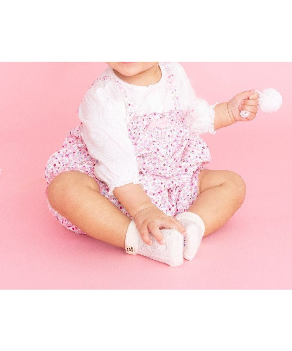 【ミキハウスホットビスケッツ/MIKI HOUSE HOT BISCUITS / KIDS】の【70-80cm】 花柄 7分丈カバーオール 人気、トレンドファッション・服の通販 founy(ファニー) 　ファッション　Fashion　キッズファッション　Fashion for Kids　春　Spring　サロペット　Overalls, Salopette　長袖　Long Sleeve, Full Sleeve　ベビー　Baby, Babywear　ボトム　Bottoms, Lower Wear　ポンチョ　Poncho, Cape Style　メッシュ　Mesh, Net Fabric　ロンパース　Romper, Jumpsuit　A/W・秋冬　Autumn/Winter　S/S・春夏　SS, Spring/Summer, Warm Season　おすすめ　Recommended / Our Picks　夏　Summer　ギフト プレゼント　Gift / Present　 other-1|ID: prp329100004860874 ipo3291000000036003067