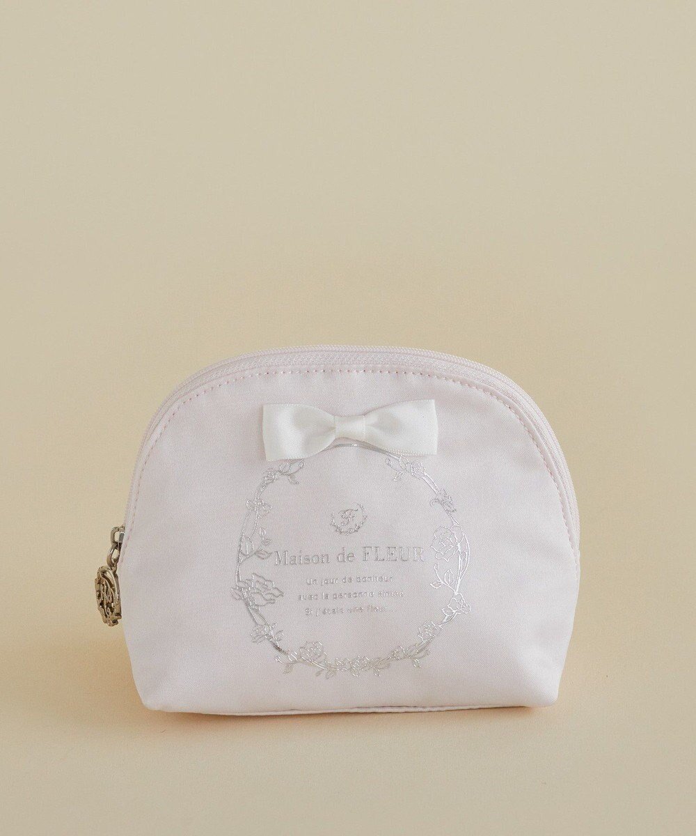 【メゾンドフルール/Maison de FLEUR】のサテンリボンラウンドポーチ インテリア・キッズ・メンズ・レディースファッション・服の通販 founy(ファニー) 　ファッション　Fashion　レディースファッション　Fashion for Women　ミニ財布・二つ折り財布　Wallets & Card Cases　ポーチ&ミニバッグ　Pouches & Mini Bags　おすすめ　Recommended / Our Picks　ギフト プレゼント　Gift / Present　サテン　Satin, Glossy Fabric　シルバー　Silver, Metallic Silver　フォルム　Silhouette, Form　フラワー　Flower, Floral　フレーム　Frame, Outline　フロント　Front, Front Design　ポケット　Pocket, Pocket Detail　ポーチ　Pouch, Small Case　ラウンド　Round, Round Neck　エレガント 上品　Elegant　財布　Wallet, Purse　Light Pink|ID: prp329100004860985 ipo3291000000036005379
