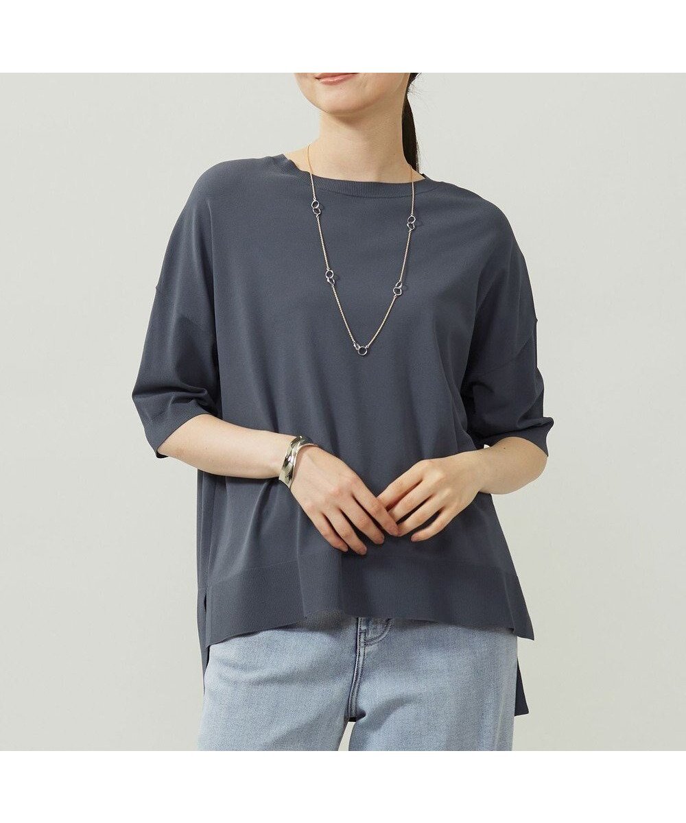 【自由区/JIYU-KU】のクレープストレッチプルオーバー ニットⅡ インテリア・キッズ・メンズ・レディースファッション・服の通販 founy(ファニー) 　ファッション　Fashion　レディースファッション　Fashion for Women　トップス・カットソー　Cut & Sew Tops　ニット　Knit Tops & Sweaters　カジュアルプルオーバー・ニットトップス　Pullovers & Knit Tops / Casual Pullovers　インナー　Innerwear　エレガント 上品　Elegant　春　Spring　ジャケット　Jacket, Outerwear　ストレッチ　Stretch, Stretchy Fabric　セーター　Sweater, Knitwear　ドレープ　Drape, Draping Fabric　定番　Standard, Basic Item　人気　Popular, Best Seller　ボーダー　Border, Stripe　S/S・春夏　SS, Spring/Summer, Warm Season　夏　Summer　ブルー|ID: prp329100004861033 ipo3291000000036006150