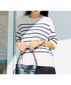 【自由区/JIYU-KU】の【カタログ掲載・素材アップデート・新色追加・新柄追加・前後差あり】クレープストレッチプルオーバー ニットⅡ [新色]ベージュ×ネイビーボーダー|ID: prp329100004861033 ipo3291000000036159509