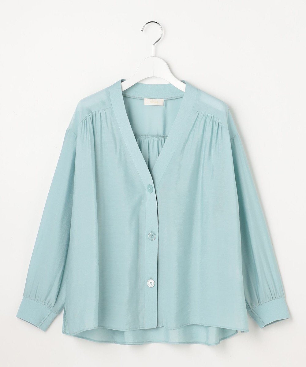 【エニィ スィス/any SiS】のシアーギャザー カーディガン インテリア・キッズ・メンズ・レディースファッション・服の通販 founy(ファニー) 　ファッション　Fashion　レディースファッション　Fashion for Women　トップス・カットソー　Cut & Sew Tops　カーディガン・羽織り　Layered Style Cardigans　おすすめ　Recommended / Our Picks　なめらか　Smooth, Silky Texture　ウォッシャブル　Machine Washable　カーディガン　Cardigan, Knitwear　シアー　Sheer, See-Through　ノースリーブ　Sleeveless, No-Sleeve　エレガント 上品　Elegant　夏　Summer　新作・新入荷　New Arrivals / New In　春　Spring　S/S・春夏　SS, Spring/Summer, Warm Season　ビジネス 仕事 通勤　Business / Work / Commuting　アイスブルー|ID: prp329100004861083 ipo3291000000036006965