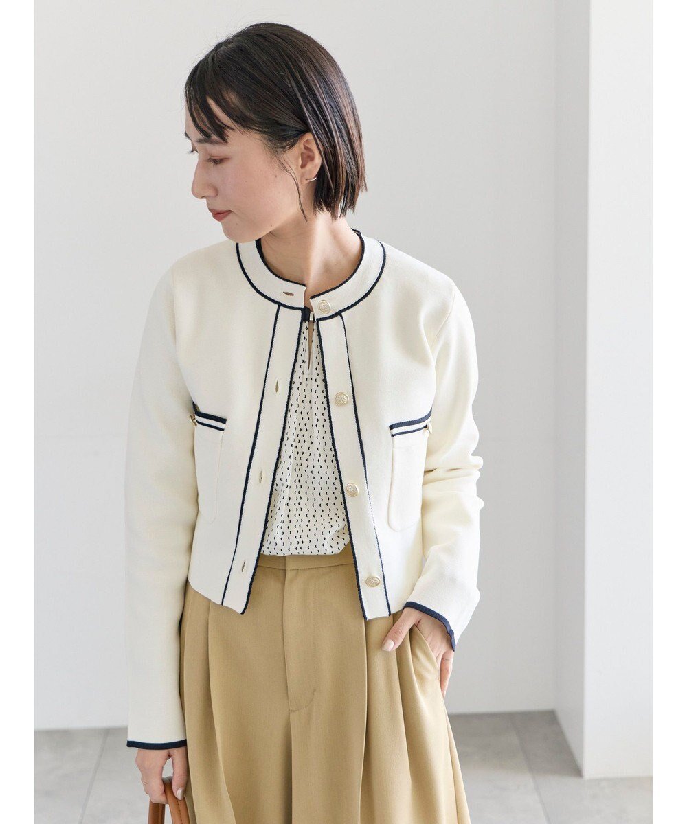 【テチチ/Te chichi】のミラノリブ配色ラインカーディガン インテリア・キッズ・メンズ・レディースファッション・服の通販 founy(ファニー) 　ファッション　Fashion　レディースファッション　Fashion for Women　トップス・カットソー　Cut & Sew Tops　ニット　Knit Tops & Sweaters　カーディガン・羽織り　Layered Style Cardigans　カーディガン　Cardigan, Knitwear　セーター　Sweater, Knitwear　フロント　Front, Front Design　ミラノリブ　Milano Rib, Milano Stitch　夏　Summer　S/S・春夏　SS, Spring/Summer, Warm Season　A/W・秋冬　Autumn/Winter　オフホワイト|ID: prp329100004861099 ipo3291000000036007227