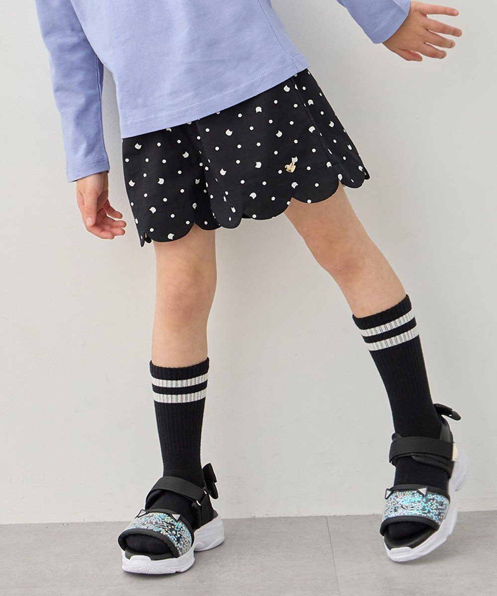 【エニィ/ANY / KIDS】の【洗濯機可能】スカラップショートパンツ インテリア・キッズ・メンズ・レディースファッション・服の通販 founy(ファニー) ファッション Fashion キッズファッション Fashion for Kids ボトムス Bottoms ショート Short, Short Length スカラップ Scallop, Scalloped Edge プレート Plate, Dish ポケット Pocket, Pocket Detail ロング Long, Long-Length 夏 Summer 春 Spring S/S・春夏 SS, Spring/Summer, Warm Season 無地 Plain, Solid Color ブラック(ネコ×ドット)|ID: prp329100004861372 ipo3291000000036029437