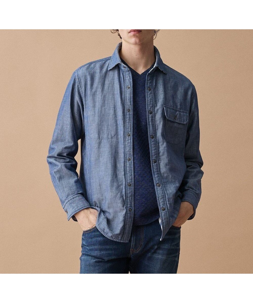 【ジョセフ アブード/JOSEPH ABBOUD / MEN】の【2WAY】 リバーシブルシャツ インテリア・キッズ・メンズ・レディースファッション・服の通販 founy(ファニー) 　ファッション　Fashion　メンズファッション　Fashion for Men　トップス・カットソー　Cut & Sew Tops　メンズシャツ　Shirts　春　Spring　カットソー　Cut and Sewn Top　シャンブレー　Chambray, Denim-Like Fabric　ストライプ　Stripe, Striped Pattern　ドット　Polka Dot, Dot Pattern　定番　Standard, Basic Item　無地　Plain, Solid Color　リバーシブル　Reversible, Two-Sided　ワイヤー　Wire, Wired Bra　S/S・春夏　SS, Spring/Summer, Warm Season　おすすめ　Recommended / Our Picks　夏　Summer　サックスブルー系|ID: prp329100004861400 ipo3291000000036029956