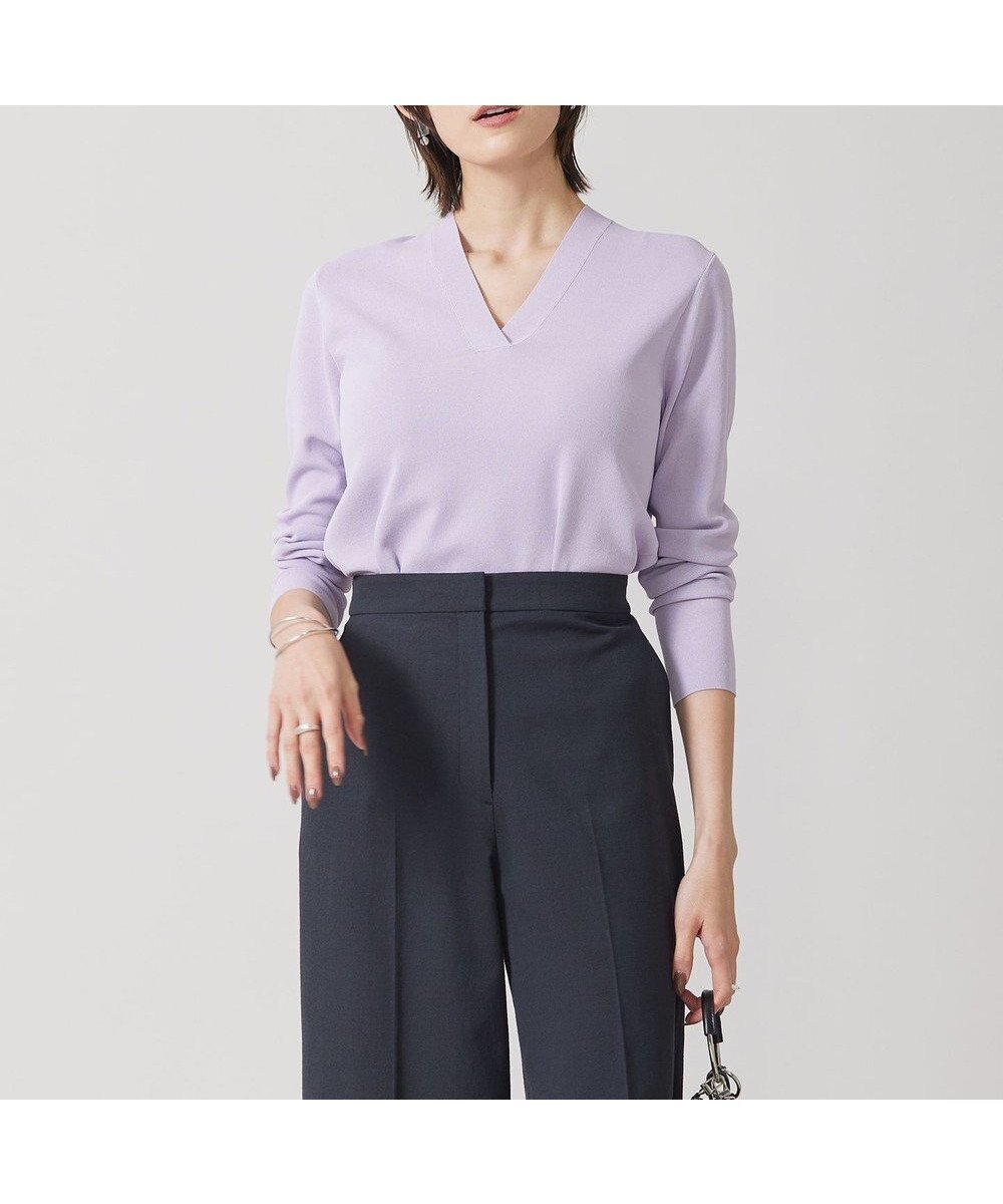 【アイシービー/iCB】の【WEB限定カラーあり・洗える】 シンセティックフルニードル Vネックプルオーバー インテリア・キッズ・メンズ・レディースファッション・服の通販 founy(ファニー) 　ファッション　Fashion　レディースファッション　Fashion for Women　トップス・カットソー　Cut & Sew Tops　ニット　Knit Tops & Sweaters　カジュアルプルオーバー・ニットトップス　Pullovers & Knit Tops / Casual Pullovers　Vネックトップス　V-Neck Tops / V-Cut Neckline Shirts　インナー　Innerwear　春　Spring　洗える　Machine Washable　カーディガン　Cardigan, Knitwear　抗菌　Antibacterial, Bacteria-Resistant　シンプル　Simple, Minimal　ジャケット　Jacket, Outerwear　ストレッチ　Stretch, Stretchy Fabric　セーター　Sweater, Knitwear　S/S・春夏　SS, Spring/Summer, Warm Season　おすすめ　Recommended / Our Picks　夏　Summer　2024年　2024　2024春夏・S/S　Spring/Summer 2024 SS24　エレガント 上品　Elegant　ライトグレープ系|ID: prp329100004861432 ipo3291000000036030683