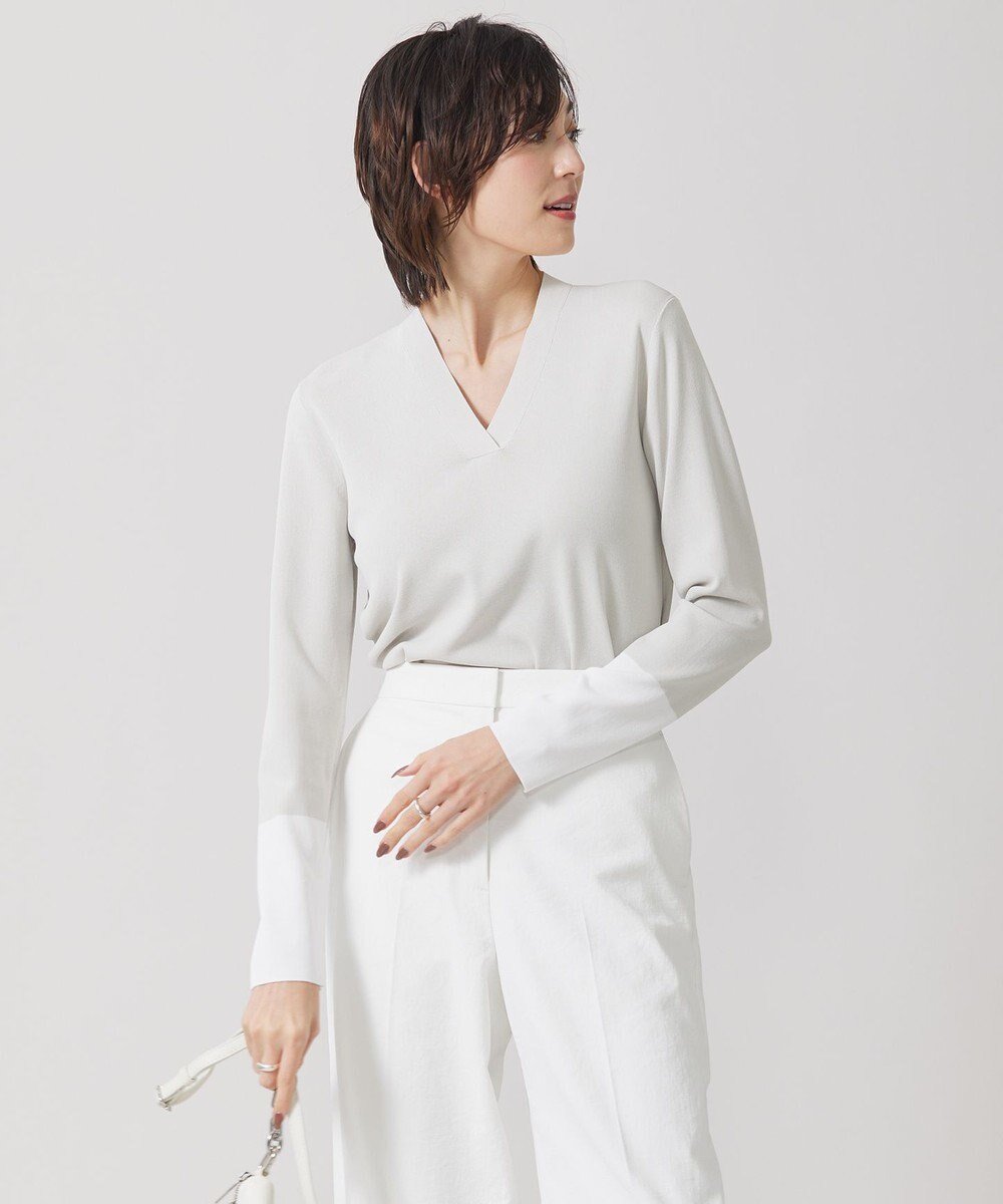 【アイシービー/iCB】の【WEB限定カラーあり・洗える】 シンセティックフルニードル Vネックプルオーバー インテリア・キッズ・メンズ・レディースファッション・服の通販 founy(ファニー) 　ファッション　Fashion　レディースファッション　Fashion for Women　トップス・カットソー　Cut & Sew Tops　ニット　Knit Tops & Sweaters　カジュアルプルオーバー・ニットトップス　Pullovers & Knit Tops / Casual Pullovers　Vネックトップス　V-Neck Tops / V-Cut Neckline Shirts　インナー　Innerwear　春　Spring　洗える　Machine Washable　カーディガン　Cardigan, Knitwear　抗菌　Antibacterial, Bacteria-Resistant　シンプル　Simple, Minimal　ジャケット　Jacket, Outerwear　ストレッチ　Stretch, Stretchy Fabric　セーター　Sweater, Knitwear　S/S・春夏　SS, Spring/Summer, Warm Season　おすすめ　Recommended / Our Picks　夏　Summer　2024年　2024　2024春夏・S/S　Spring/Summer 2024 SS24　エレガント 上品　Elegant　トープ×オフホワイト系|ID: prp329100004861432 ipo3291000000036030692