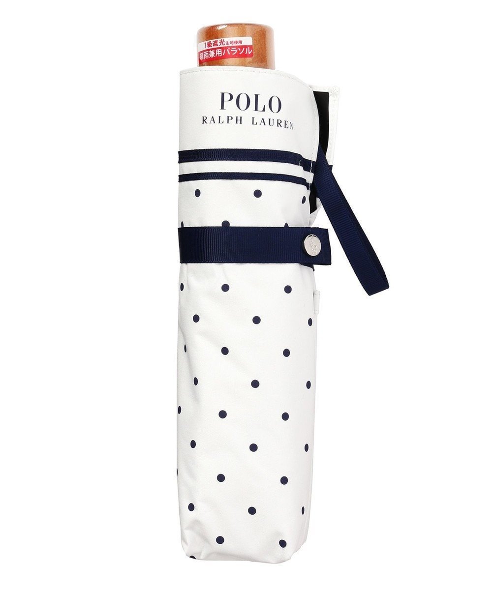 【ムーンバット/MOONBAT】のPOLO RALPH LAUREN 晴雨兼用日傘 折りたたみ傘 ドット×グログラン/一級遮光 遮熱 UV インテリア・キッズ・メンズ・レディースファッション・服の通販 founy(ファニー) 　ファッション　Fashion　レディースファッション　Fashion for Women　レイングッズ・傘・晴雨兼用傘　Umbrellas & Rain Gear　アイビー　Ivy Pattern　グログラン　Grosgrain, Grosgrain Ribbon　傘　Umbrella, Parasol　ドット　Polka Dot, Dot Pattern　ニューヨーク　New York, NYC Style　日傘　Parasol, UV Umbrella　オフホワイト|ID: prp329100004861439 ipo3291000000036030847