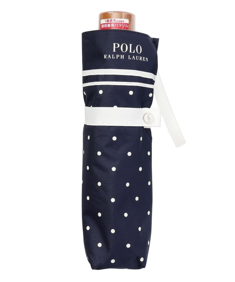 【ムーンバット/MOONBAT】のPOLO RALPH LAUREN 晴雨兼用日傘 折りたたみ傘 ドット×グログラン/一級遮光 遮熱 UV インテリア・キッズ・メンズ・レディースファッション・服の通販 founy(ファニー) 　ファッション　Fashion　レディースファッション　Fashion for Women　レイングッズ・傘・晴雨兼用傘　Umbrellas & Rain Gear　アイビー　Ivy Pattern　グログラン　Grosgrain, Grosgrain Ribbon　傘　Umbrella, Parasol　ドット　Polka Dot, Dot Pattern　ニューヨーク　New York, NYC Style　日傘　Parasol, UV Umbrella　ディープブルー|ID: prp329100004861439 ipo3291000000036030853