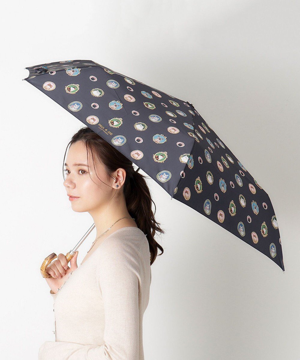 【ムーンバット/MOONBAT】のポール ジョー (PAUL JOE ACCESSOIRES) 折りたたみ傘 キャッツ カメオ UV インテリア・キッズ・メンズ・レディースファッション・服の通販 founy(ファニー) ファッション Fashion レディースファッション Fashion for Women レイングッズ・傘・晴雨兼用傘 Umbrellas & Rain Gear クラシカル Classical, Vintage-Inspired 傘 Umbrella, Parasol シルバー Silver, Metallic Silver プリント Print, Printed Pattern エレガント 上品 Elegant ディープブルー|ID: prp329100004861449 ipo3291000000036031146