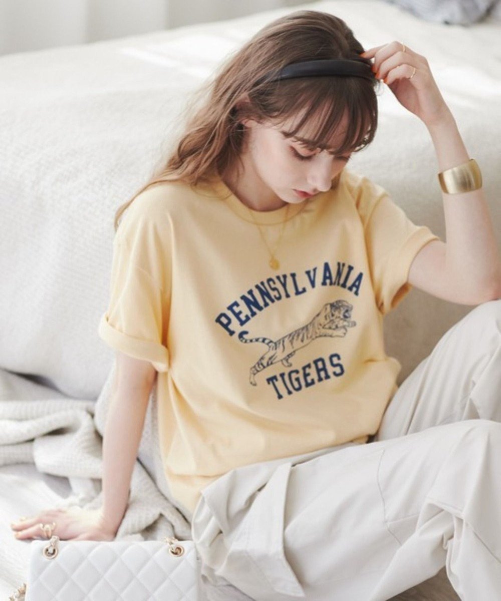 【ウィゴー/WEGO】の【ANGIE VINTAGE】カレッジロゴプリントTee インテリア・キッズ・メンズ・レディースファッション・服の通販 founy(ファニー) ファッション Fashion レディースファッション Fashion for Women トップス・カットソー Cut & Sew Tops シャツ・ブラウス・オフィスカジュアル Elegant Blouses & Button-Ups ロングTシャツ・Tシャツ Longline T-Shirts & Tees カットソー・ベーシックTシャツ Cut-and-Sewn Tops / Stretch Tees & Basics 春 Spring カットソー Cut and Sewn Top ショルダー Shoulder, Shoulder Strap シンプル Simple, Minimal トレンド Trend, Trending Now ドロップ Drop Shoulder, Dropped Style プリント Print, Printed Pattern S/S・春夏 SS, Spring/Summer, Warm Season 夏 Summer イエロー|ID: prp329100004861460 ipo3291000000036031534