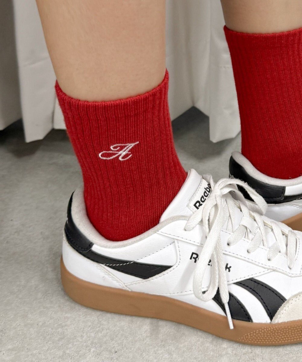 【ウィゴー/WEGO】のアルファベット刺繍ソックス インテリア・キッズ・メンズ・レディースファッション・服の通販 founy(ファニー) 　ファッション　Fashion　レディースファッション　Fashion for Women　ソックス&靴下　Socks & Hosiery　レッグウェア・ストッキング　Legwear & Hosiery　ガーリー　Girly, Feminine Style　シンプル　Simple, Minimal　スニーカー　Sneakers, Trainers　スマホ　Smartphone, Mobile Device　ソックス　Socks, Hosiery　ワンポイント　One Point, Statement Accent　レッド|ID: prp329100004861485 ipo3291000000036032485