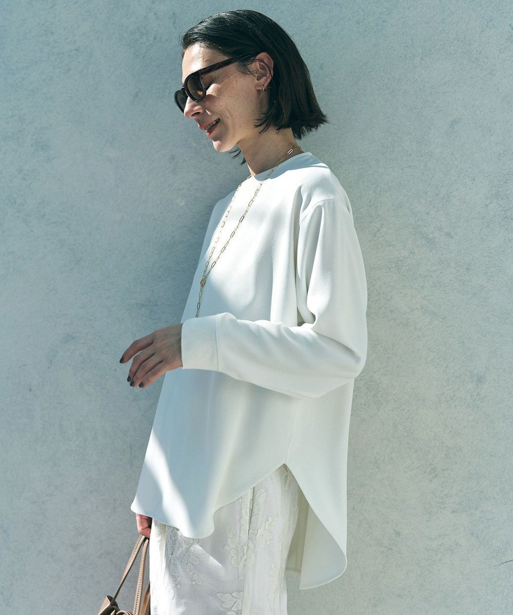 【アンフィーロ 自由区/UNFILO】のジョーゼット ラウンドテール プルオーバー インテリア・キッズ・メンズ・レディースファッション・服の通販 founy(ファニー) ファッション Fashion レディースファッション Fashion for Women トップス・カットソー Cut & Sew Tops シャツ・ブラウス・オフィスカジュアル Elegant Blouses & Button-Ups カジュアルプルオーバー・ニットトップス Pullovers & Knit Tops / Casual Pullovers ジョーゼット Georgette, Semi-Sheer Fabric ストレッチ Stretch, Stretchy Fabric フォルム Silhouette, Form ラウンド Round, Round Neck エレガント 上品 Elegant 夏 Summer 春 Spring S/S・春夏 SS, Spring/Summer, Warm Season オフ|ID: prp329100004861488 ipo3291000000036032589