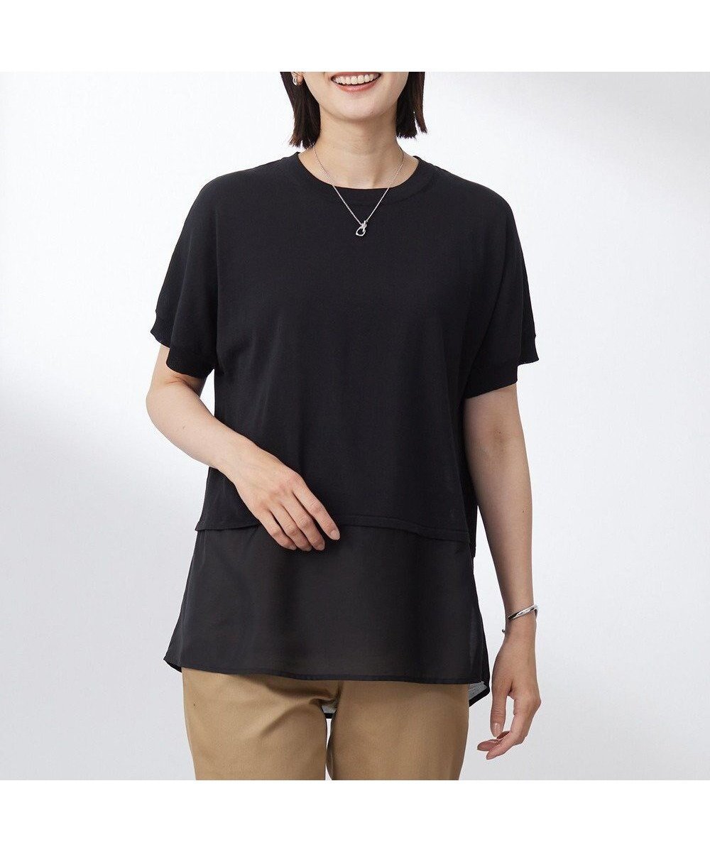 【ジェイ プレス/J.PRESS】の【洗える・抗菌防臭】FABRIC コンビ ニット インテリア・キッズ・メンズ・レディースファッション・服の通販 founy(ファニー) 　ファッション　Fashion　レディースファッション　Fashion for Women　トップス・カットソー　Cut & Sew Tops　ニット　Knit Tops & Sweaters　カットソー　Cut and Sewn Top　コンビ　Combo, Combination Style　シンプル　Simple, Minimal　セーター　Sweater, Knitwear　バランス　Balance, Style Balance　エレガント 上品　Elegant　夏　Summer　抗菌　Antibacterial, Bacteria-Resistant　春　Spring　S/S・春夏　SS, Spring/Summer, Warm Season　洗える　Machine Washable　ビジネス 仕事 通勤　Business / Work / Commuting　ブラック系|ID: prp329100004861498 ipo3291000000036032850