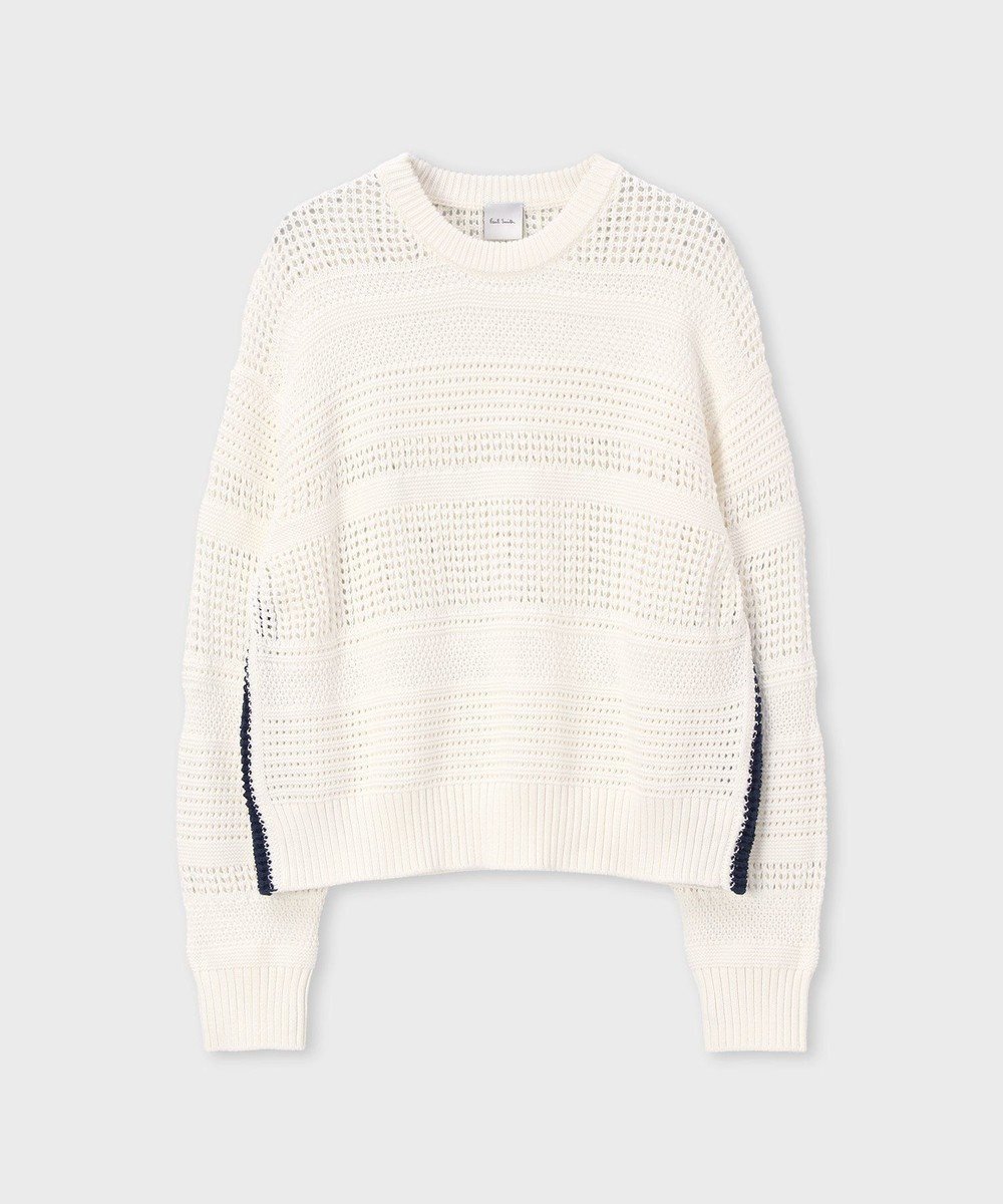 【ポール スミス/Paul Smith】のミックスパターン クルーネックニット インテリア・キッズ・メンズ・レディースファッション・服の通販 founy(ファニー) ファッション Fashion レディースファッション Fashion for Women トップス・カットソー Cut & Sew Tops ニット Knit Tops & Sweaters インナー Innerwear シンプル Simple, Minimal セーター Sweater, Knitwear デニム Denim, Jeans Material パターン Pattern, Design Print ミックス Mix, Mixed Style メッシュ Mesh, Net Fabric 夏 Summer S/S・春夏 SS, Spring/Summer, Warm Season A/W・秋冬 Autumn/Winter 鹿の子 Piqué, Kanoko Fabric ホワイト|ID: prp329100004861515 ipo3291000000036033196