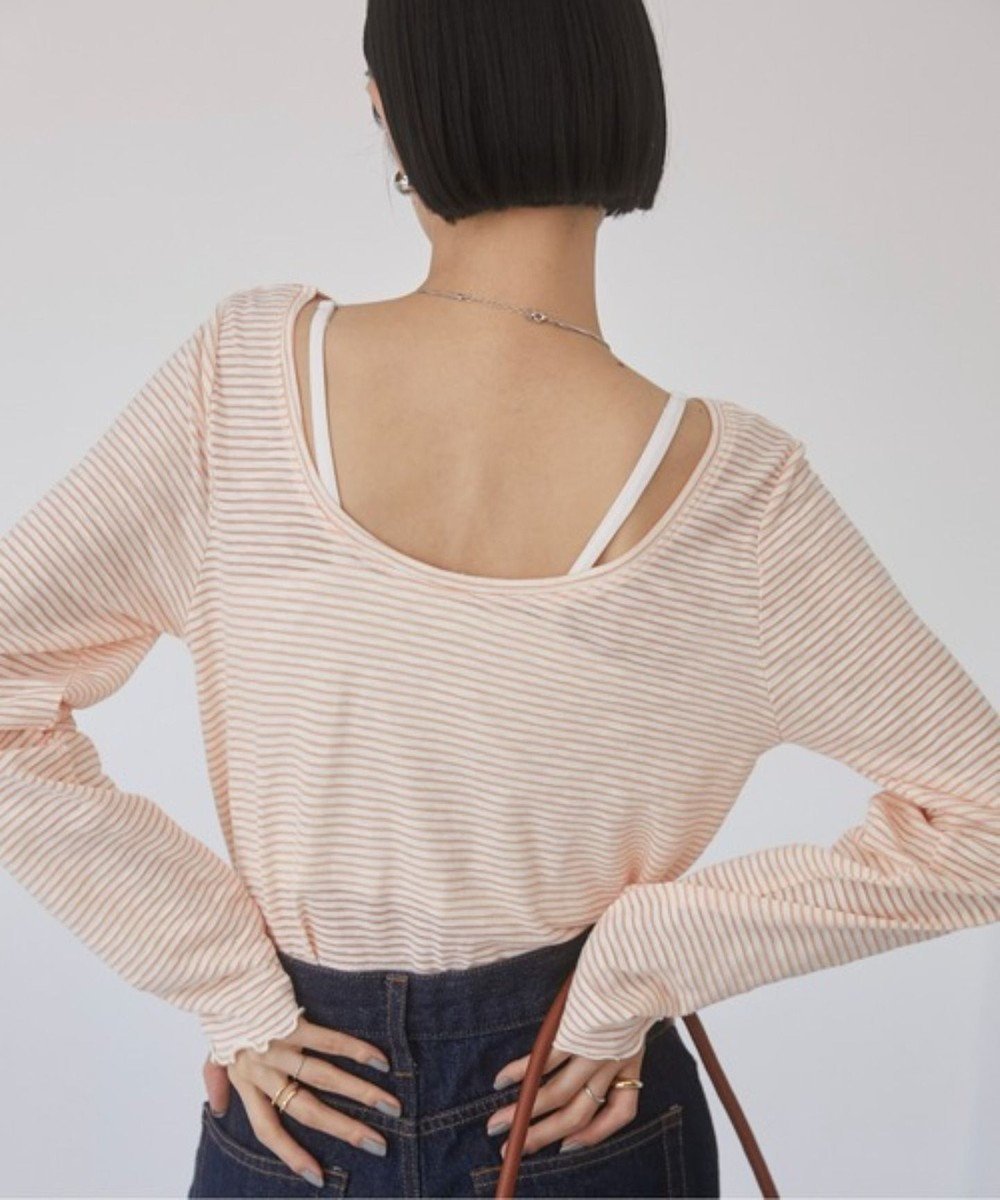 【ウィゴー/WEGO】の【ANGIE VINTAGE】シアーボーダーバックオープントップス 人気、トレンドファッション・服の通販 founy(ファニー) 　ファッション　Fashion　レディースファッション　Fashion for Women　トップス・カットソー　Cut & Sew Tops　シャツ・ブラウス・オフィスカジュアル　Elegant Blouses & Button-Ups　ロングTシャツ・Tシャツ　Longline T-Shirts & Tees　カットソー・ベーシックTシャツ　Cut-and-Sewn Tops / Stretch Tees & Basics　インナー　Innerwear　春　Spring　カットソー　Cut and Sewn Top　シアー　Sheer, See-Through　シンプル　Simple, Minimal　ジャケット　Jacket, Outerwear　スウェット / スエット　Sweatshirt, Sweatwear　スマホ　Smartphone, Mobile Device　スラックス　Slacks, Dress Pants　デニム　Denim, Jeans Material　トレンド　Trend, Trending Now　長袖　Long Sleeve, Full Sleeve　ベーシック　Basic, Essential　ボーダー　Border, Stripe　ポケット　Pocket, Pocket Detail　ミックス　Mix, Mixed Style　ロング　Long, Long-Length　S/S・春夏　SS, Spring/Summer, Warm Season　おすすめ　Recommended / Our Picks　夏　Summer　2025年　2025　2025春夏・S/S　Spring/Summer 2025 SS25　 other-1|ID: prp329100004861530 ipo3291000000036033637