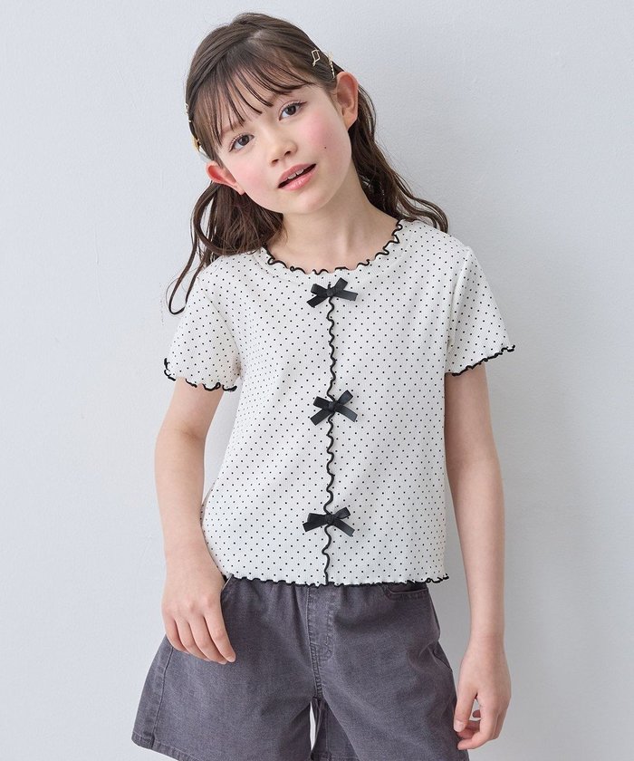 【エニィ/ANY / KIDS】の【一部店舗/WEB先行販売アイテム】ドット×リボン 半袖Tシャツ インテリア・キッズ・メンズ・レディースファッション・服の通販 founy(ファニー) https://founy.com/ ファッション Fashion キッズファッション Fashion for Kids トップス・カットソー Cut & Sew Tops カットソー Cut and Sewn Top シンプル Simple, Minimal テレコ Ribbed, Rib Stitch トレンド Trend, Trending Now ドット Polka Dot, Dot Pattern ポケット Pocket, Pocket Detail リボン Ribbon, Bow 半袖 Short Sleeve, Half Sleeve 夏 Summer 春 Spring S/S・春夏 SS, Spring/Summer, Warm Season |ID: prp329100004861798 ipo3291000000036061871