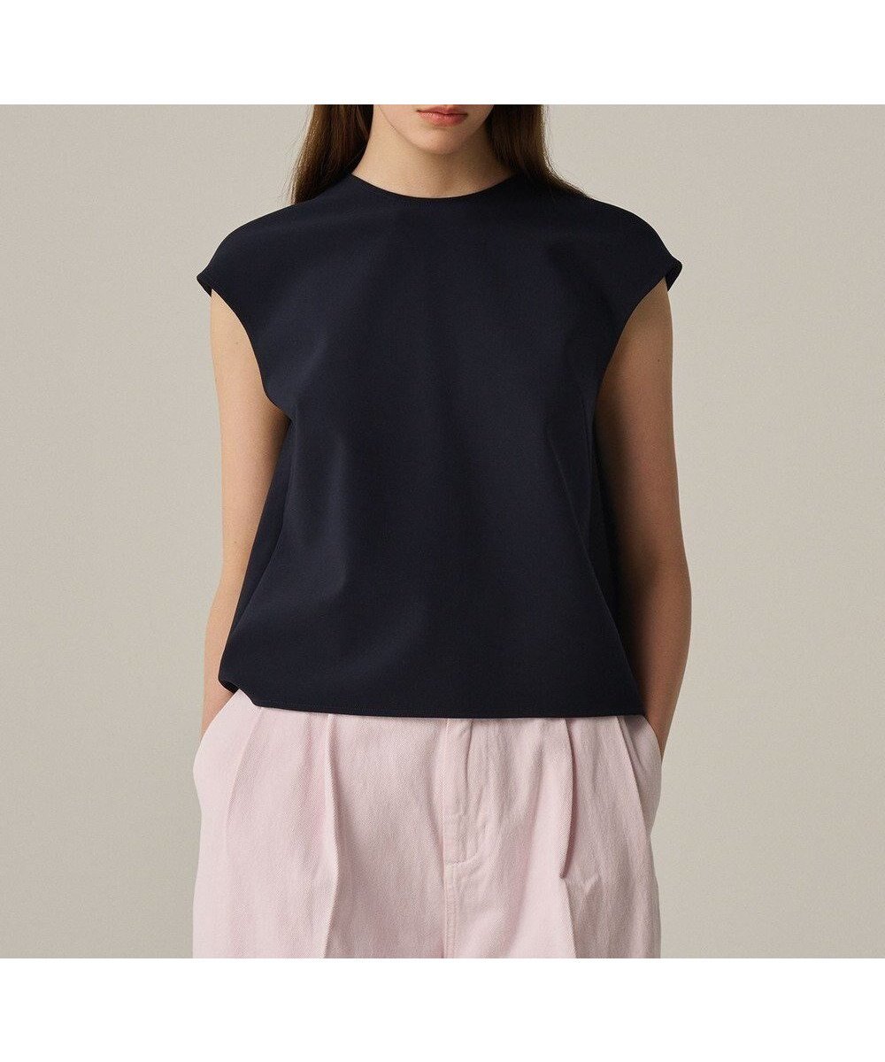 【アンクレイヴ/uncrave】の【撥水・洗濯機洗い可】プルーフダブルクロス バックオープンブラウス(uncrave WHITE) インテリア・キッズ・メンズ・レディースファッション・服の通販 founy(ファニー) 　ファッション　Fashion　レディースファッション　Fashion for Women　トップス・カットソー　Cut & Sew Tops　シャツ・ブラウス・オフィスカジュアル　Elegant Blouses & Button-Ups　インナー　Innerwear　春　Spring　キャミソール　Camisole, Spaghetti Strap Top　シンプル　Simple, Minimal　ストレッチ　Stretch, Stretchy Fabric　スリーブ　Sleeve, Long Sleeve / Short Sleeve　セットアップ　Set-Up, Coordinated Outfit　ダブル　Double, Double-Breasted　フォーマル　Formal, Dressy　フレンチ　French, French Style　フロント　Front, Front Design　ブルゾン　Blouson, Bomber Jacket　ワイド　Wide, Wide Fit　S/S・春夏　SS, Spring/Summer, Warm Season　おすすめ　Recommended / Our Picks　夏　Summer　エレガント 上品　Elegant　ネイビーA|ID: prp329100004861843 ipo3291000000036062998