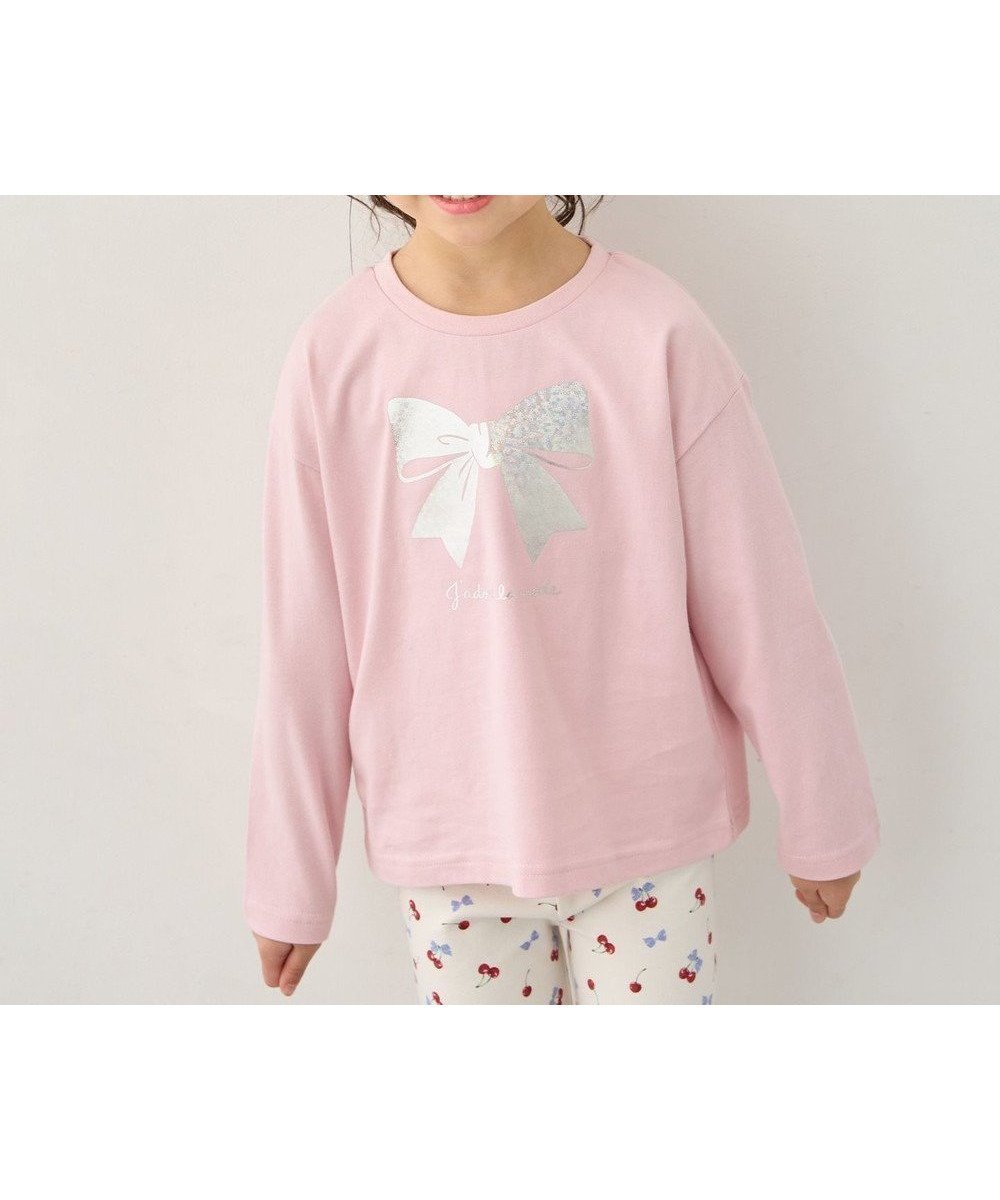 【エニィ/ANY / KIDS】の【綿100%】リボンアソート 長袖Tシャツ インテリア・キッズ・メンズ・レディースファッション・服の通販 founy(ファニー) 　ファッション　Fashion　キッズファッション　Fashion for Kids　トップス・カットソー　Cut & Sew Tops　おすすめ　Recommended / Our Picks　カットソー　Cut and Sewn Top　ポケット　Pocket, Pocket Detail　リボン　Ribbon, Bow　夏　Summer　春　Spring　S/S・春夏　SS, Spring/Summer, Warm Season　長袖　Long Sleeve, Full Sleeve　ピンク|ID: prp329100004862069 ipo3291000000036082566