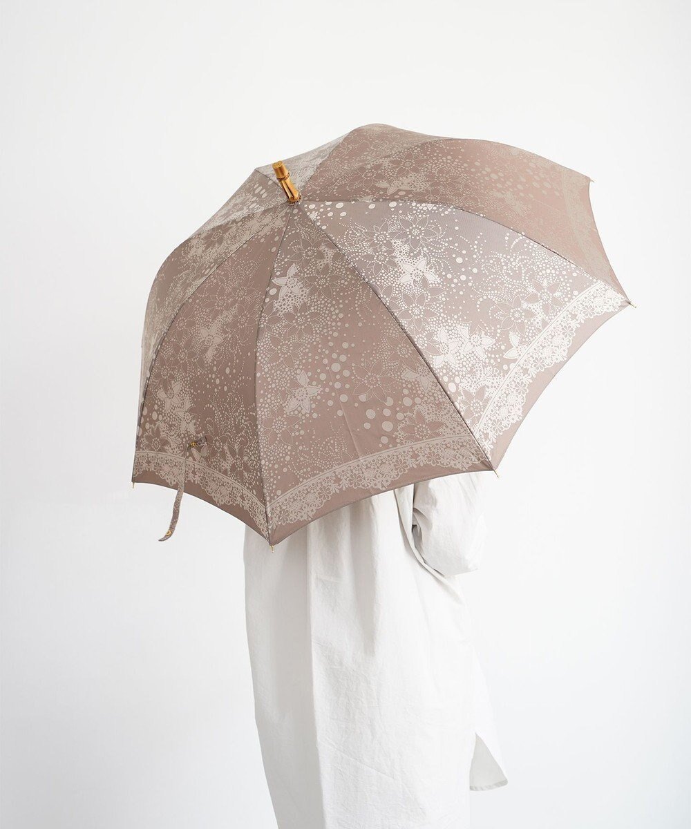 【槇田商店/Makita shoten】のKirie ドットフラワー モカブラウン 長傘 人気、トレンドファッション・服の通販 founy(ファニー) 　ファッション　Fashion　レディースファッション　Fashion for Women　レイングッズ・傘・晴雨兼用傘　Umbrellas & Rain Gear　傘　Umbrella, Parasol　スポーツ　Sports, Activewear　ドット　Polka Dot, Dot Pattern　フラワー　Flower, Floral　日傘　Parasol, UV Umbrella　レース　Lace, Lace Fabric　エレガント 上品　Elegant　 other-1|ID: prp329100004862079 ipo3291000000036082800