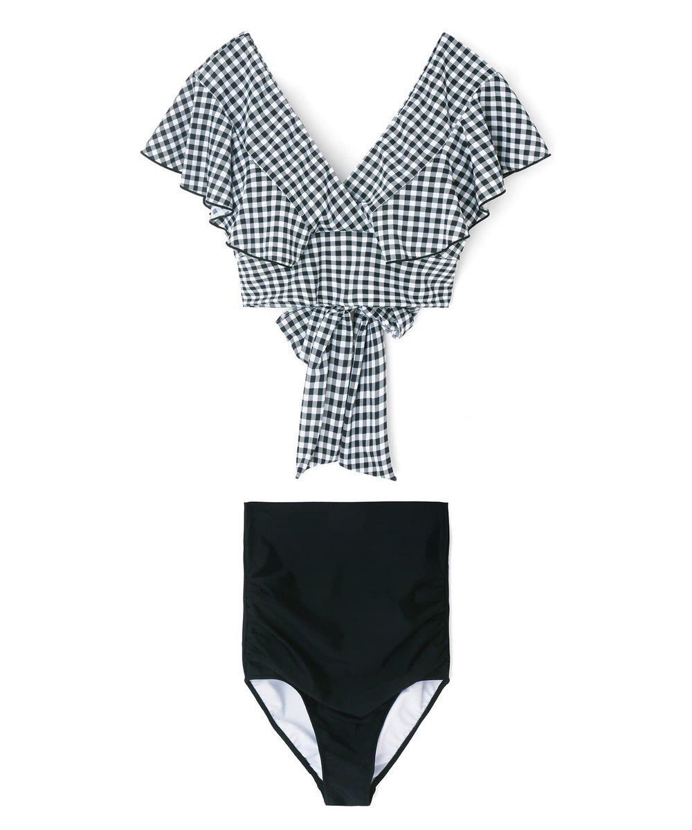 【三愛水着楽園/San-ai Resort】の【SALE】カバーデザイン ノンワイヤー水着 9M 【San-ai Resort(サンアイリゾート)】 インテリア・キッズ・メンズ・レディースファッション・服の通販 founy(ファニー) 　ファッション　Fashion　レディースファッション　Fashion for Women　水着　Swimwear　レディース水着・ビーチウェア　Swimwear & Beachwear　アンダー　Underwear Essentials　ギンガム　Gingham, Gingham Fabric　ショーツ　Shorts, Short Pants　チェック　Check, Plaid, Tartan　ビーチ　Beach, Seaside　フリル　Frill, Ruffle　ポケット　Pocket, Pocket Detail　ラップ　Wrap, Wrap Design　リボン　Ribbon, Bow　リラックス　Relax, Relaxed Fit　ワイヤー　Wire, Wired Bra　ヴィンテージ　Vintage Style　夏　Summer　S/S・春夏　SS, Spring/Summer, Warm Season　水着　Swimsuit, Swimwear　A/W・秋冬　Autumn/Winter　ブラック|ID: prp329100004862109 ipo3291000000036083389
