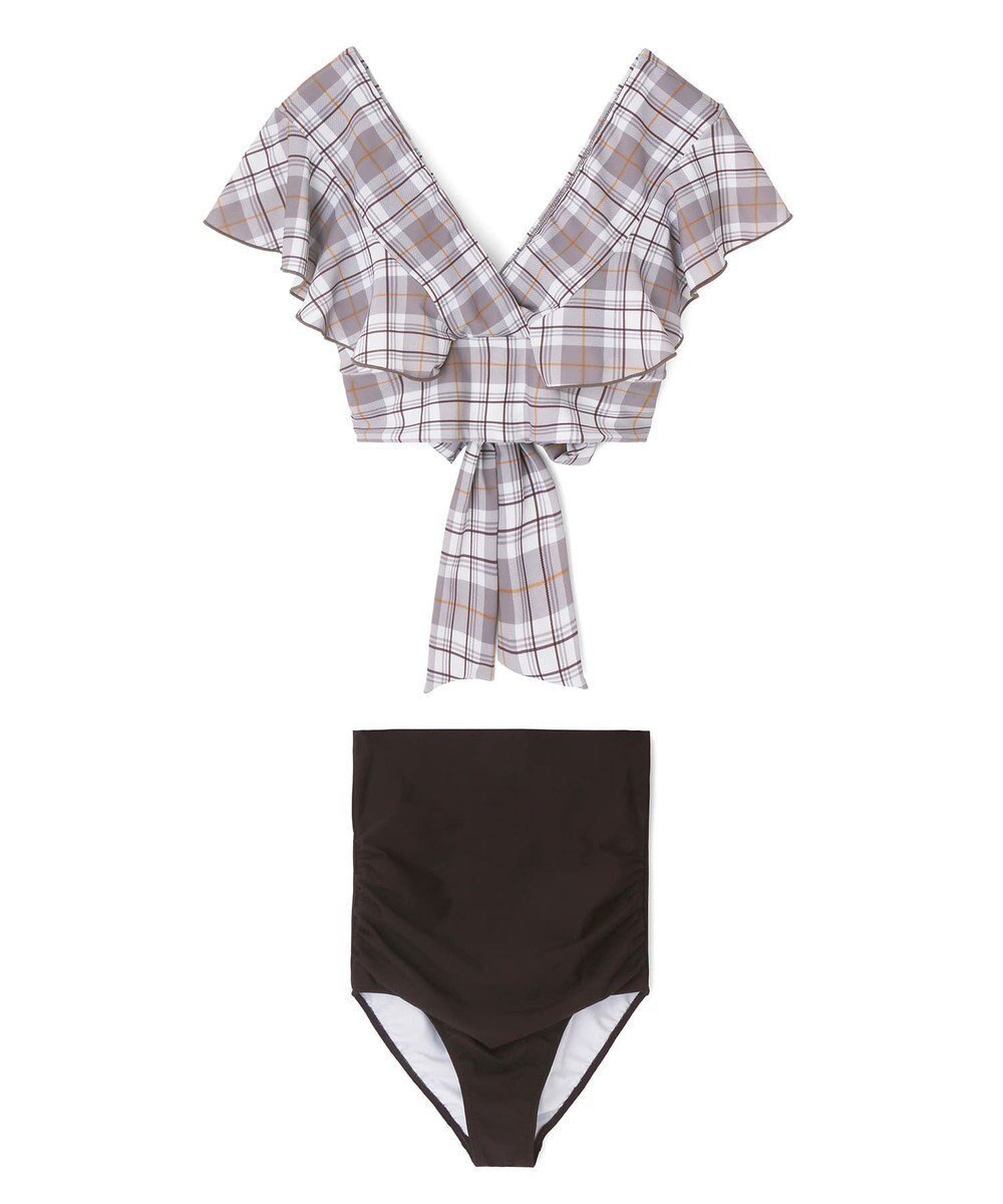 【三愛水着楽園/San-ai Resort】の【SALE】カバーデザイン ノンワイヤー水着 9M 【San-ai Resort(サンアイリゾート)】 インテリア・キッズ・メンズ・レディースファッション・服の通販 founy(ファニー) 　ファッション　Fashion　レディースファッション　Fashion for Women　水着　Swimwear　レディース水着・ビーチウェア　Swimwear & Beachwear　アンダー　Underwear Essentials　ギンガム　Gingham, Gingham Fabric　ショーツ　Shorts, Short Pants　チェック　Check, Plaid, Tartan　ビーチ　Beach, Seaside　フリル　Frill, Ruffle　ポケット　Pocket, Pocket Detail　ラップ　Wrap, Wrap Design　リボン　Ribbon, Bow　リラックス　Relax, Relaxed Fit　ワイヤー　Wire, Wired Bra　ヴィンテージ　Vintage Style　夏　Summer　S/S・春夏　SS, Spring/Summer, Warm Season　水着　Swimsuit, Swimwear　A/W・秋冬　Autumn/Winter　ブラウン|ID: prp329100004862109 ipo3291000000036083391