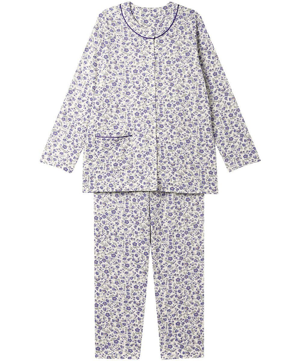 【ウィング/Wing】のパジャマ 綿100%(本体肌側) あったか 冬 長袖 長ズボン レディース EP6022 ウイング/ワコール インテリア・キッズ・メンズ・レディースファッション・服の通販 founy(ファニー) 　ファッション　Fashion　レディースファッション　Fashion for Women　トップス・カットソー　Cut & Sew Tops　キルト　Quilt, Quilted Fabric　センター　Center, Center Line　長袖　Long Sleeve, Full Sleeve　パジャマ　Pajamas, Sleepwear　フレンチ　French, French Style　プリント　Print, Printed Pattern　ボトム　Bottoms, Lower Wear　冬　Winter / This Winter　ブルー|ID: prp329100004862124 ipo3291000000036083799