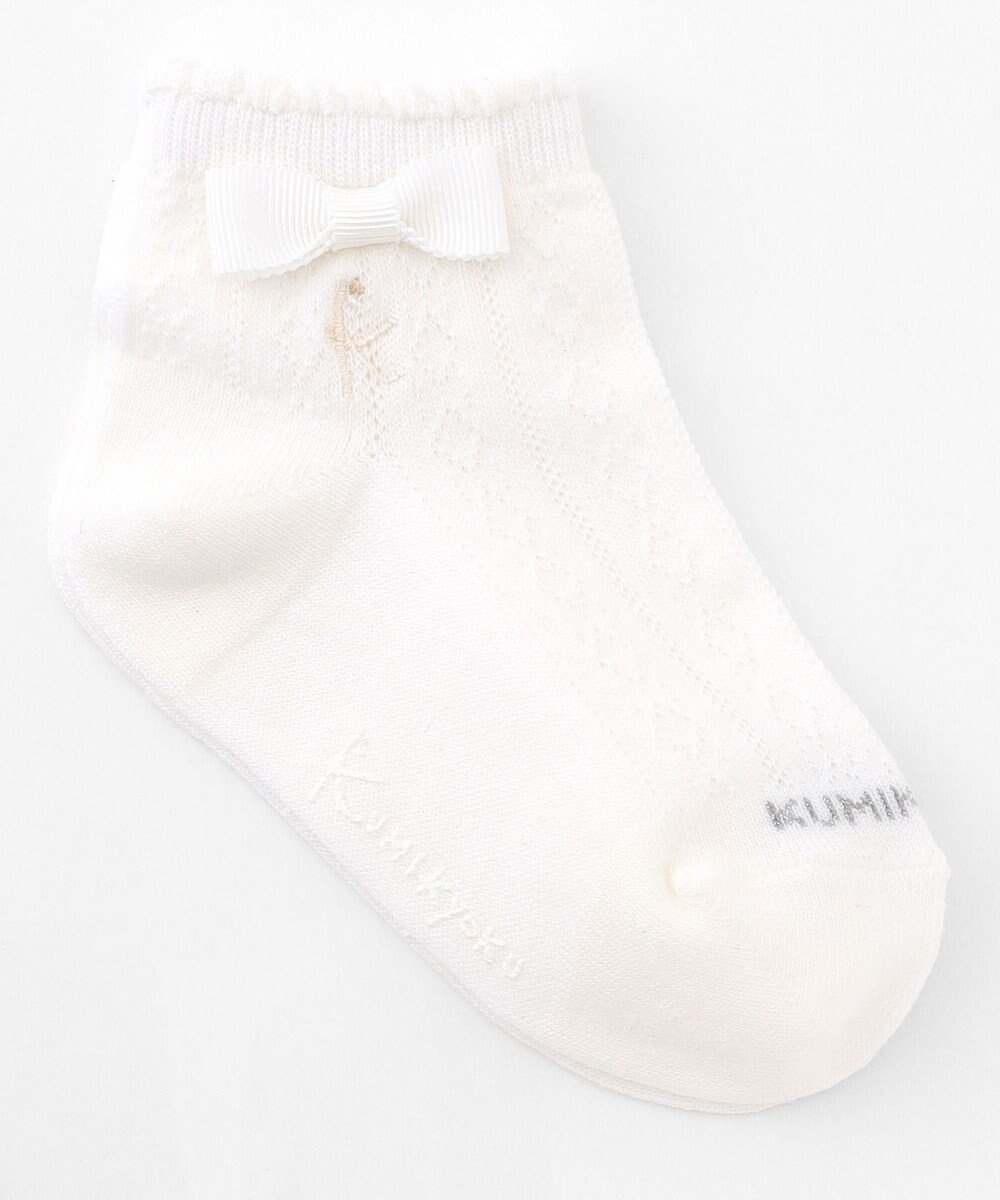 【組曲 / KIDS/KUMIKYOKU】の【13-24㎝】リボン付シンプル ショートソックス インテリア・キッズ・メンズ・レディースファッション・服の通販 founy(ファニー) 　ファッション　Fashion　キッズファッション　Fashion for Kids　ショート　Short, Short Length　シンプル　Simple, Minimal　ソックス　Socks, Hosiery　ベーシック　Basic, Essential　リボン　Ribbon, Bow　エレガント 上品　Elegant　透かし　Cut-Out, Lacework　オフホワイト系|ID: prp329100004862134 ipo3291000000036083928