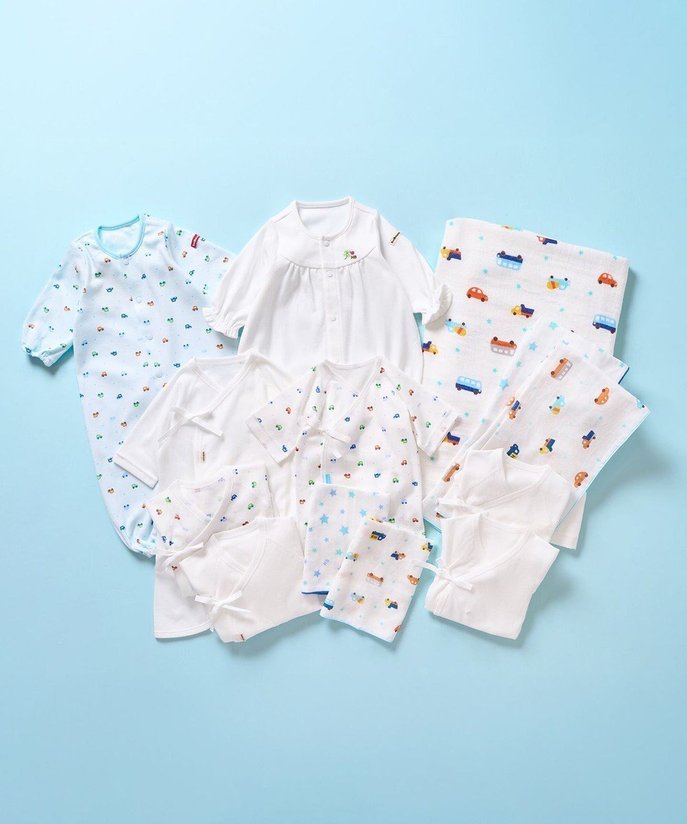 【ミキハウスホットビスケッツ/MIKI HOUSE HOT BISCUITS / KIDS】の出産準備スタンダードセット 通年用(総柄) インテリア・キッズ・メンズ・レディースファッション・服の通販 founy(ファニー) 　ファッション　Fashion　キッズファッション　Fashion for Kids　コンビ　Combo, Combination Style　スタンダード　Standard, Basic　タオル　Towel, Bath Towel　ハンカチ　Handkerchief, Hanky　ベビー　Baby, Babywear　無地　Plain, Solid Color　A/W・秋冬　Autumn/Winter　S/S・春夏　SS, Spring/Summer, Warm Season　おすすめ　Recommended / Our Picks　日本製　Made In Japan　夏　Summer　ギフト プレゼント　Gift / Present　ブルー|ID: prp329100004862135 ipo3291000000036083940