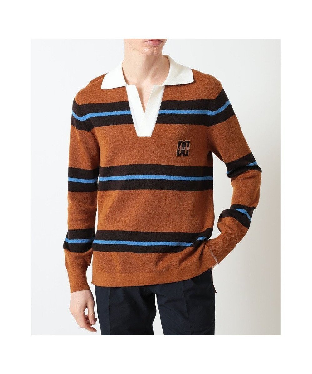 【ダックス/DAKS / MEN】のVネックボーダーニットトップス インテリア・キッズ・メンズ・レディースファッション・服の通販 founy(ファニー) 　ファッション　Fashion　メンズファッション　Fashion for Men　トップス・カットソー　Cut & Sew Tops　ニット・セーター / 定番トップス　Knit Tops & Sweaters　セーター　Sweater, Knitwear　ボーダー　Border, Stripe　夏　Summer　S/S・春夏　SS, Spring/Summer, Warm Season　A/W・秋冬　Autumn/Winter　ブラウン|ID: prp329100004862161 ipo3291000000036084418