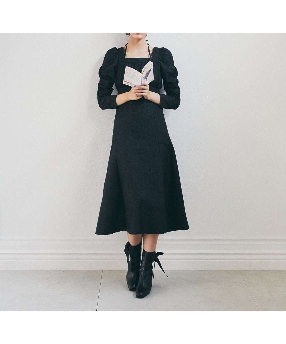 【メゾンドフルール/Maison de FLEUR】の慈愛に満ちたジャカードワンピース インテリア・キッズ・メンズ・レディースファッション・服の通販 founy(ファニー) 　ファッション　Fashion　レディースファッション　Fashion for Women　ワンピース　Dresses　ジャカード／ジャガード　Jacquard, Woven Pattern　フレア　Flare, Flared　リボン　Ribbon, Bow　ロング　Long, Long-Length　エレガント 上品　Elegant　今季　This Season, Current Season　A/W・秋冬　Autumn/Winter　Black|ID: prp329100004862206 ipo3291000000036085468