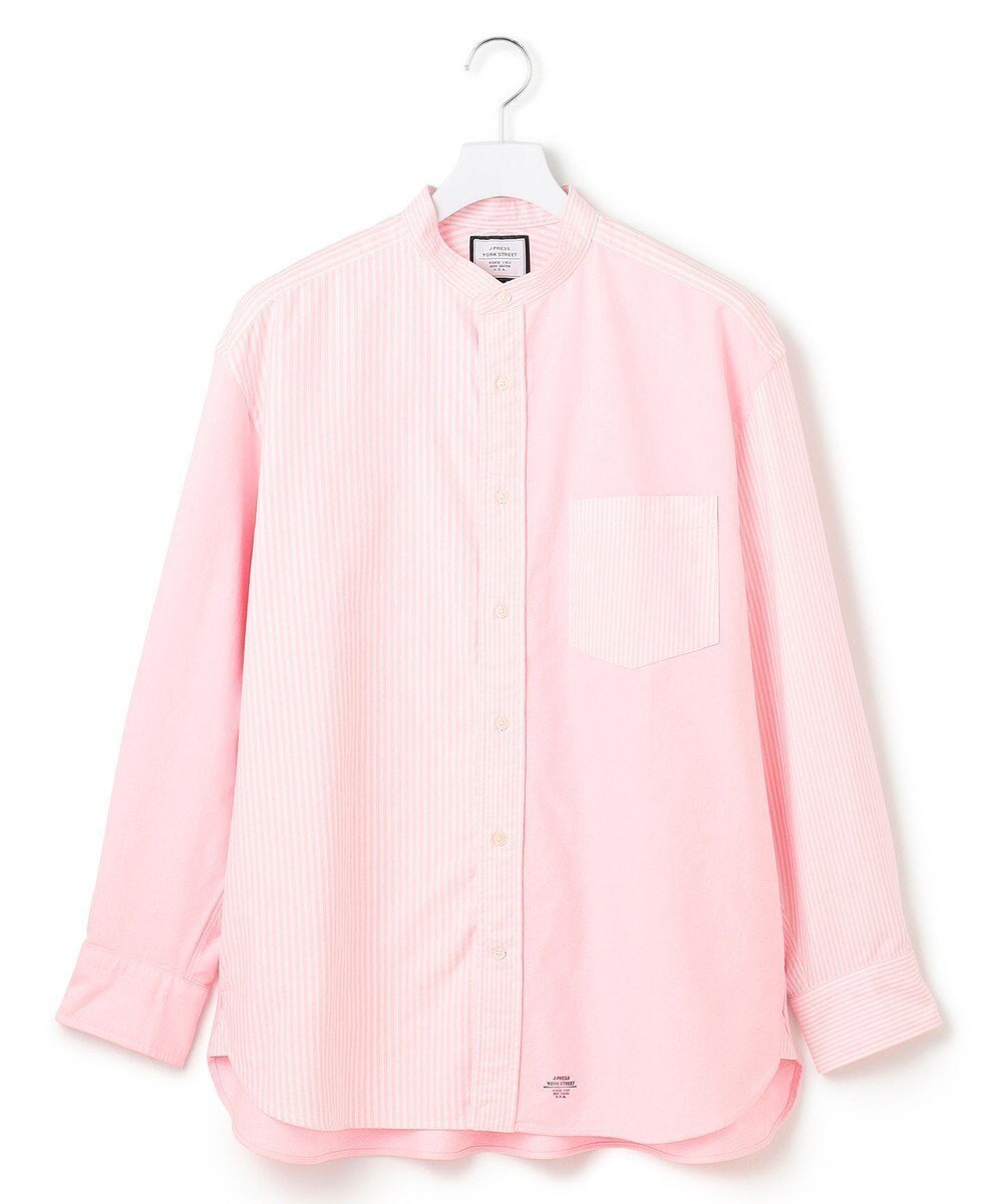 【ジェイプレスヨークストリート/J.PRESS YORK STREET】の【UNISEX】オックスフォード クレイジーパターン シャツ/バンドカラー インテリア・キッズ・メンズ・レディースファッション・服の通販 founy(ファニー) ファッション Fashion レディースファッション Fashion for Women トップス・カットソー Cut & Sew Tops シャツ・ブラウス・オフィスカジュアル Elegant Blouses & Button-Ups ユニセックス Unisex, Genderless ショルダー Shoulder, Shoulder Strap ストライプ Stripe, Striped Pattern ドロップ Drop Shoulder, Dropped Style レギュラー Regular, Standard Fit エレガント 上品 Elegant A/W・秋冬 Autumn/Winter ピンク系8|ID: prp329100004862215 ipo3291000000036085765