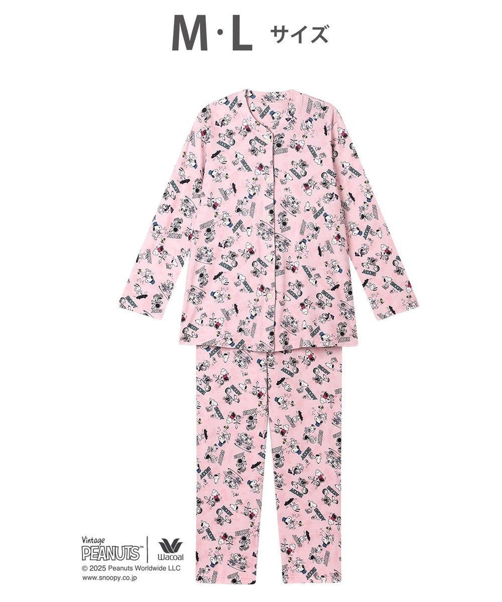 【ワコール/WACOAL】のワコール_リラックス&スリープ パジャマ 長袖 長ズボン 綿100%(本体) PEANUTS スヌーピー レディース FDX553 /ワコール インテリア・キッズ・メンズ・レディースファッション・服の通販 founy(ファニー) 　ファッション　Fashion　レディースファッション　Fashion for Women　トップス・カットソー　Cut & Sew Tops　パジャマ　Pajamas, Sleepwear　プリント　Print, Printed Pattern　ボトム　Bottoms, Lower Wear　リラックス　Relax, Relaxed Fit　長袖　Long Sleeve, Full Sleeve　ピンク|ID: prp329100004862216 ipo3291000000036085774