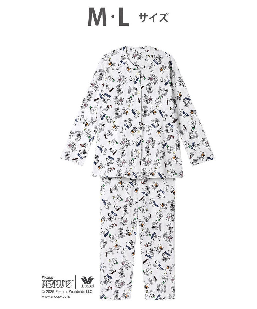 【ワコール/WACOAL】のワコール_リラックス&スリープ パジャマ 長袖 長ズボン 綿100%(本体) PEANUTS スヌーピー レディース FDX553 /ワコール インテリア・キッズ・メンズ・レディースファッション・服の通販 founy(ファニー) 　ファッション　Fashion　レディースファッション　Fashion for Women　トップス・カットソー　Cut & Sew Tops　パジャマ　Pajamas, Sleepwear　プリント　Print, Printed Pattern　ボトム　Bottoms, Lower Wear　リラックス　Relax, Relaxed Fit　長袖　Long Sleeve, Full Sleeve　ホワイト|ID: prp329100004862216 ipo3291000000036085776