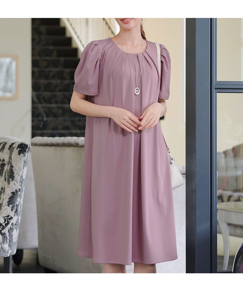 【ティアクラッセ/Tiaclasse】の【洗える】カットソーフレアAラインワンピース インテリア・キッズ・メンズ・レディースファッション・服の通販 founy(ファニー) 　ファッション　Fashion　レディースファッション　Fashion for Women　ワンピース　Dresses　Aラインワンピース・フレアシルエット　A-Line Dresses / Flared Silhouette Dresses　アクセサリー　Fashion Accessories　春　Spring　洗える　Machine Washable　秋　Autumn　カットソー　Cut and Sewn Top　カーディガン　Cardigan, Knitwear　シンプル　Simple, Minimal　スリーブ　Sleeve, Long Sleeve / Short Sleeve　チュニック　Tunic, Long Top　ドレープ　Drape, Draping Fabric　ハーフ　Half, Half-Length　フレア　Flare, Flared　ポケット　Pocket, Pocket Detail　半袖　Short Sleeve, Half Sleeve　ラウンド　Round, Round Neck　楽ちん　Easy Fit, Comfortable　S/S・春夏　SS, Spring/Summer, Warm Season　再入荷　Restock / Back in Stock　夏　Summer　新作・新入荷　New Arrivals / New In　ピンク|ID: prp329100004862226 ipo3291000000036086060