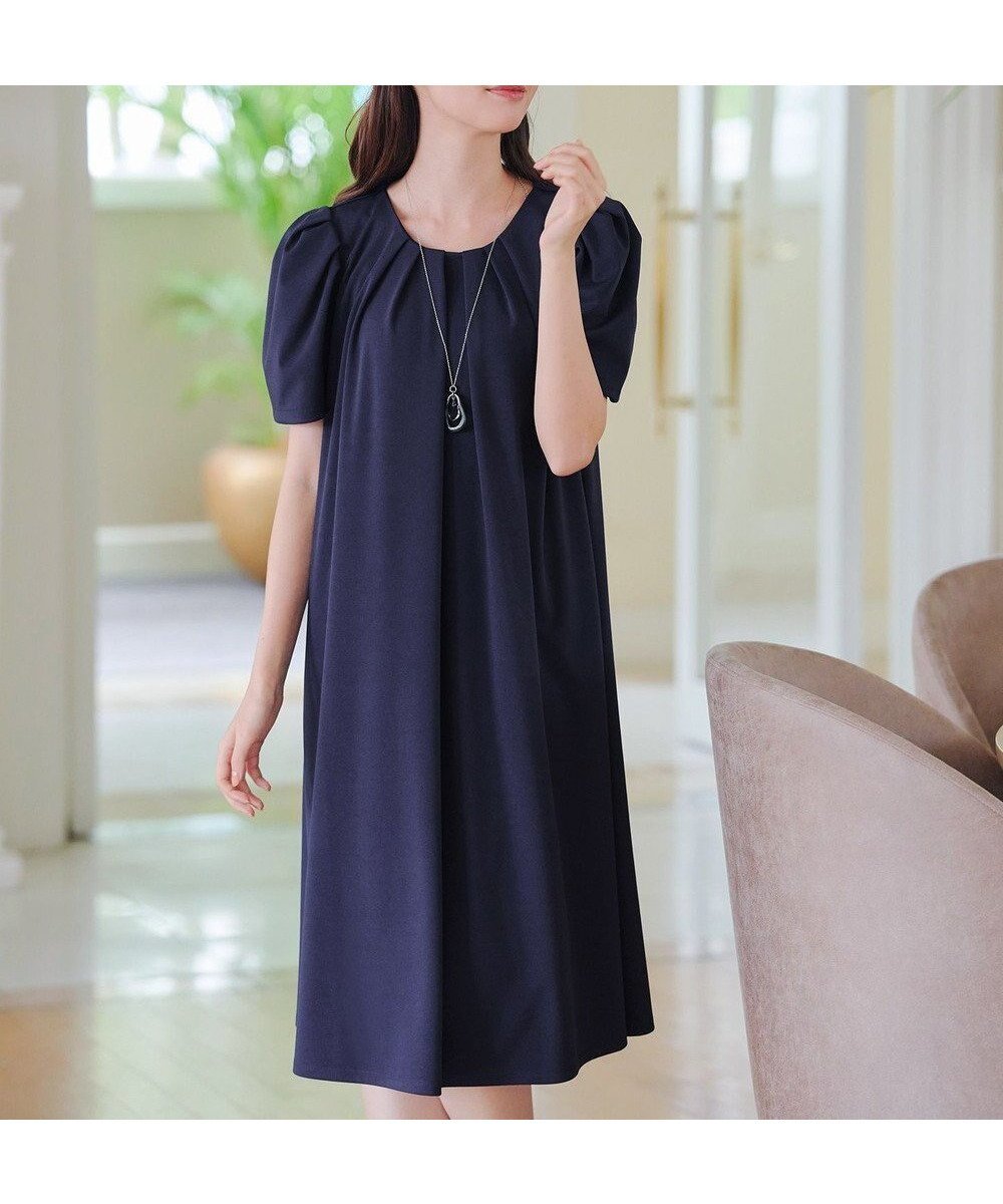 【ティアクラッセ/Tiaclasse】の【洗える】カットソーフレアAラインワンピース インテリア・キッズ・メンズ・レディースファッション・服の通販 founy(ファニー) 　ファッション　Fashion　レディースファッション　Fashion for Women　ワンピース　Dresses　Aラインワンピース・フレアシルエット　A-Line Dresses / Flared Silhouette Dresses　アクセサリー　Fashion Accessories　春　Spring　洗える　Machine Washable　秋　Autumn　カットソー　Cut and Sewn Top　カーディガン　Cardigan, Knitwear　シンプル　Simple, Minimal　スリーブ　Sleeve, Long Sleeve / Short Sleeve　チュニック　Tunic, Long Top　ドレープ　Drape, Draping Fabric　ハーフ　Half, Half-Length　フレア　Flare, Flared　ポケット　Pocket, Pocket Detail　半袖　Short Sleeve, Half Sleeve　ラウンド　Round, Round Neck　楽ちん　Easy Fit, Comfortable　S/S・春夏　SS, Spring/Summer, Warm Season　再入荷　Restock / Back in Stock　夏　Summer　新作・新入荷　New Arrivals / New In　ネイビー|ID: prp329100004862226 ipo3291000000036086062