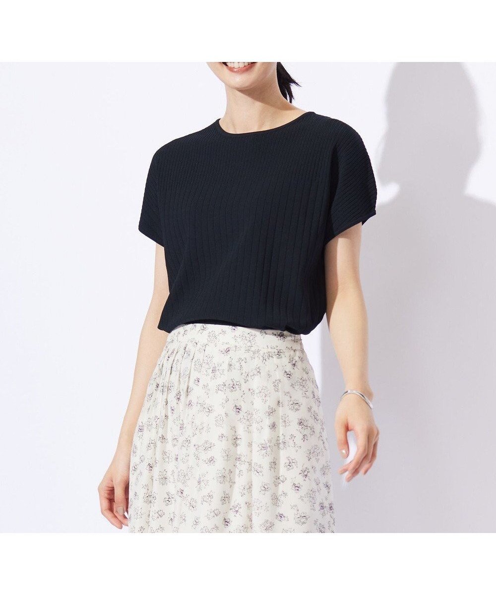 【ジェイ プレス/J.PRESS】の【洗える】レーヨンエリートストレッチ フレンチスリーブ ニット インテリア・キッズ・メンズ・レディースファッション・服の通販 founy(ファニー) 　ファッション　Fashion　レディースファッション　Fashion for Women　トップス・カットソー　Cut & Sew Tops　ニット　Knit Tops & Sweaters　おすすめ　Recommended / Our Picks　アンサンブル　Ensemble Set　カーディガン　Cardigan, Knitwear　コンパクト　Compact, Small Size　ストレッチ　Stretch, Stretchy Fabric　スリーブ　Sleeve, Long Sleeve / Short Sleeve　セーター　Sweater, Knitwear　フレンチ　French, French Style　ヨーク　Yoke, Yoke Design　ローズ　Rose, Rose Motif　洗える　Machine Washable　A/W・秋冬　Autumn/Winter　ネイビー系|ID: prp329100004862230 ipo3291000000036086186