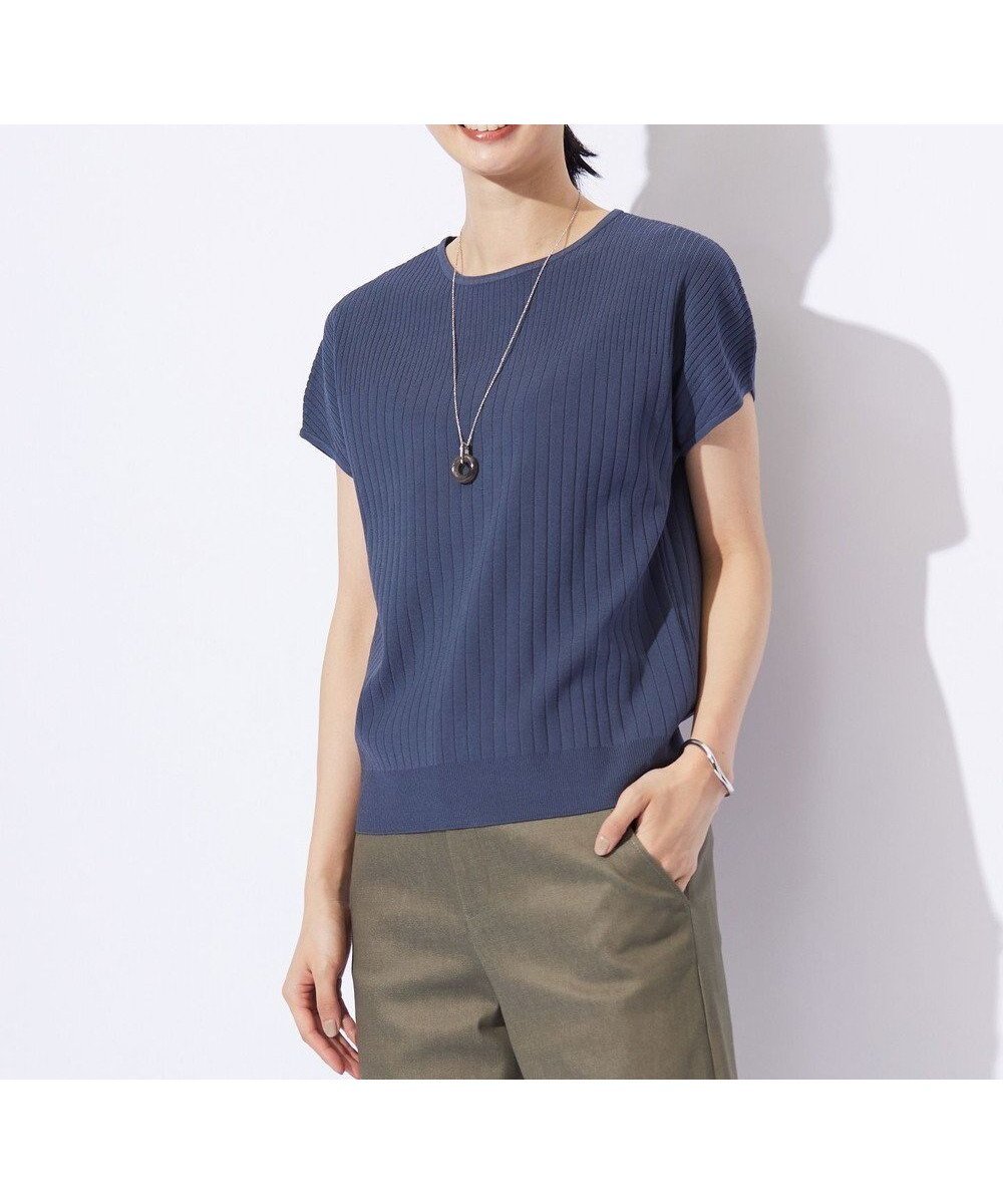 【ジェイ プレス/J.PRESS】の【洗える】レーヨンエリートストレッチ フレンチスリーブ ニット インテリア・キッズ・メンズ・レディースファッション・服の通販 founy(ファニー) 　ファッション　Fashion　レディースファッション　Fashion for Women　トップス・カットソー　Cut & Sew Tops　ニット　Knit Tops & Sweaters　おすすめ　Recommended / Our Picks　アンサンブル　Ensemble Set　カーディガン　Cardigan, Knitwear　コンパクト　Compact, Small Size　ストレッチ　Stretch, Stretchy Fabric　スリーブ　Sleeve, Long Sleeve / Short Sleeve　セーター　Sweater, Knitwear　フレンチ　French, French Style　ヨーク　Yoke, Yoke Design　ローズ　Rose, Rose Motif　洗える　Machine Washable　A/W・秋冬　Autumn/Winter　ブルーグレー系|ID: prp329100004862230 ipo3291000000036086188