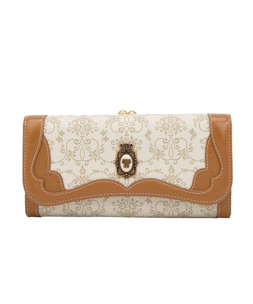 【アナスイ/ANNA SUI】のリーブル 口金長財布 インテリア・キッズ・メンズ・レディースファッション・服の通販 founy(ファニー) 　ファッション　Fashion　レディースファッション　Fashion for Women　ミニ財布・二つ折り財布　Wallets & Card Cases　クラシック　Classic, Timeless Style　ブローチ　Brooch, Pin Brooch　プリント　Print, Printed Pattern　ヴィンテージ　Vintage Style　エレガント 上品　Elegant　財布　Wallet, Purse　軽量　Lightweight, Ultra Light　ベージュ|ID: prp329100004862262 ipo3291000000036086881